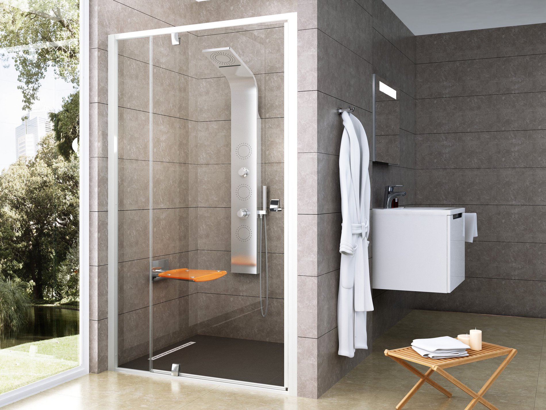 Ravak Pivot PDOP2-110 zuhanyajtó fehér/króm transparent * – Zuhanyajtók