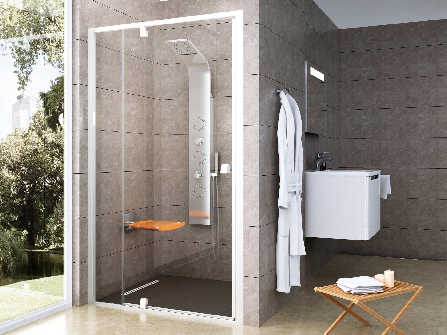 Ravak Pivot PDOP2-110 zuhanyajtó fehér transparent * – Zuhanyajtók
