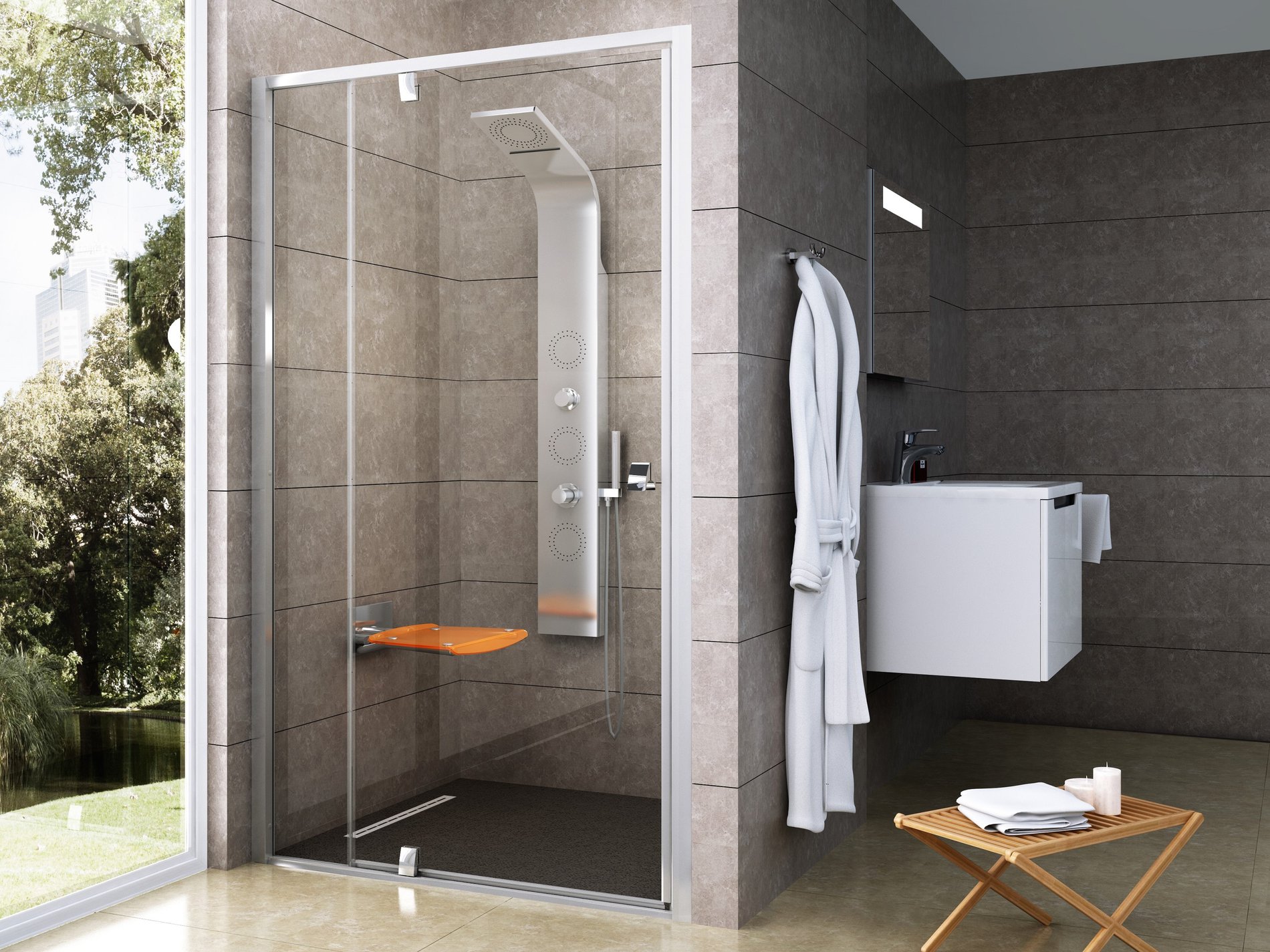 Ravak Pivot PDOP2-120 zuhanyajtó krómhatású transparent * – Zuhanyajtók