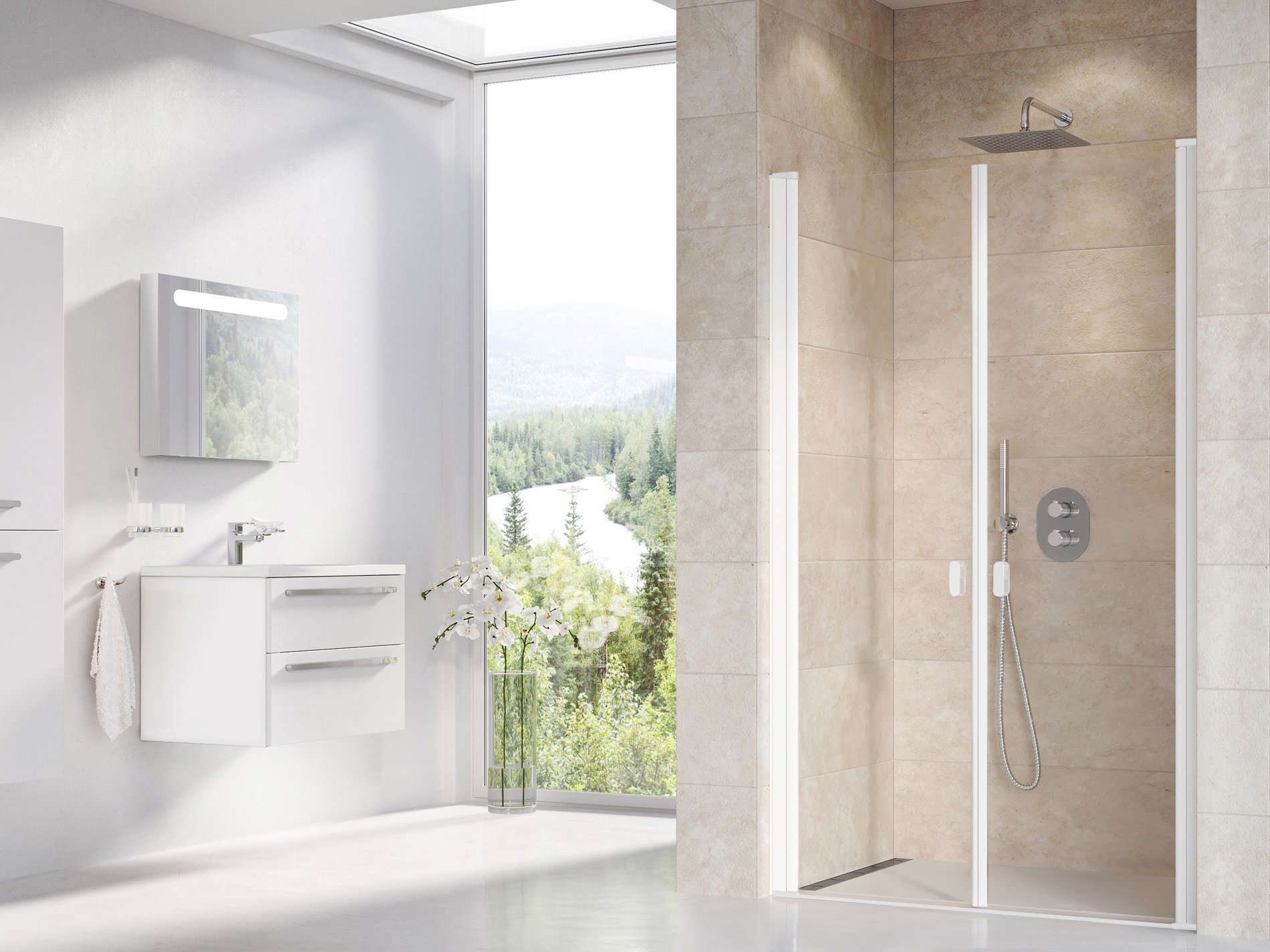 Ravak Chrome CSDL2-90 zuhanyajtó matt fehér transparent – Zuhanyajtók