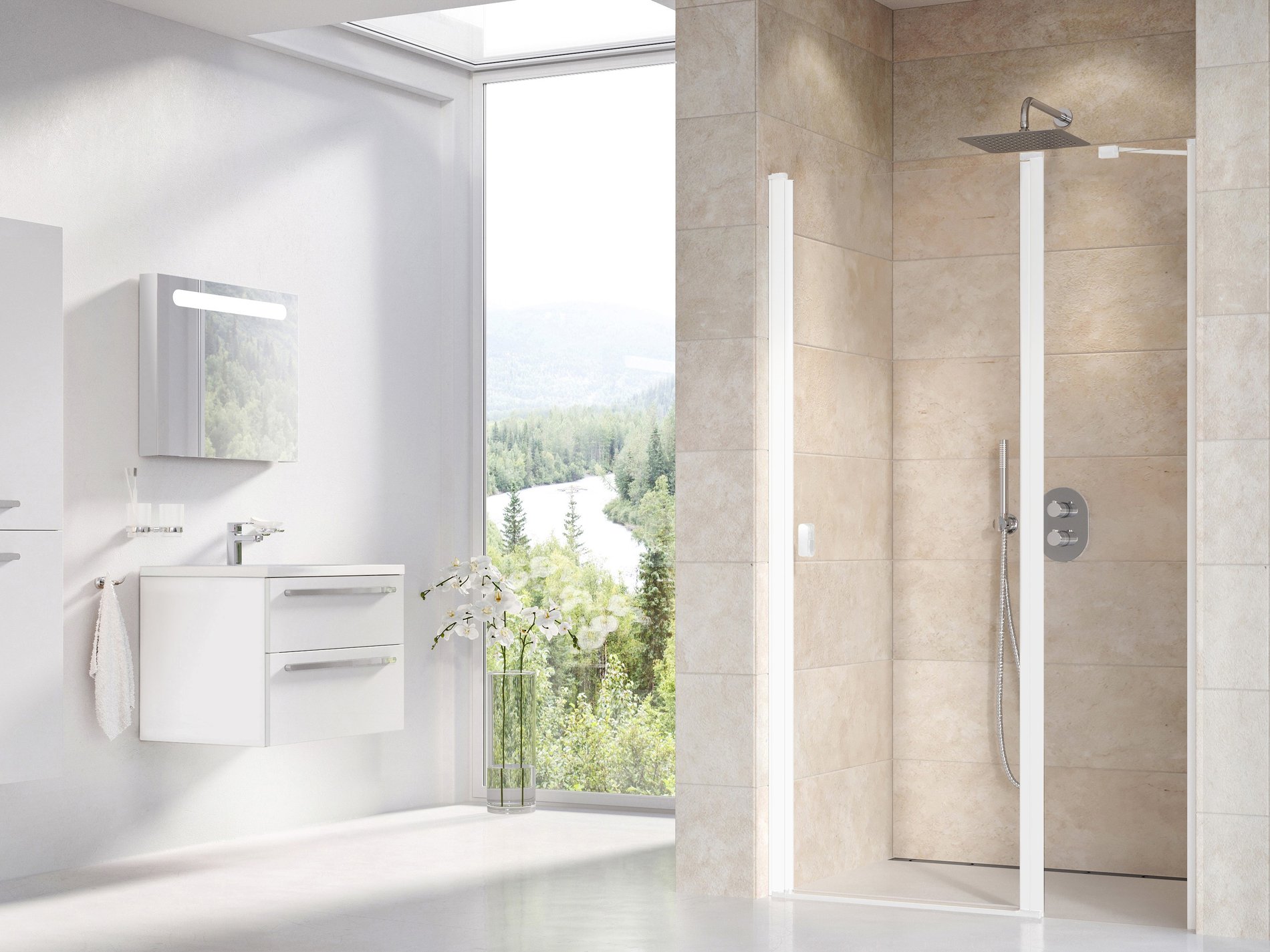 Ravak Chrome CSD2-100 zuhanyajtó matt fehér transparent – Zuhanyajtók