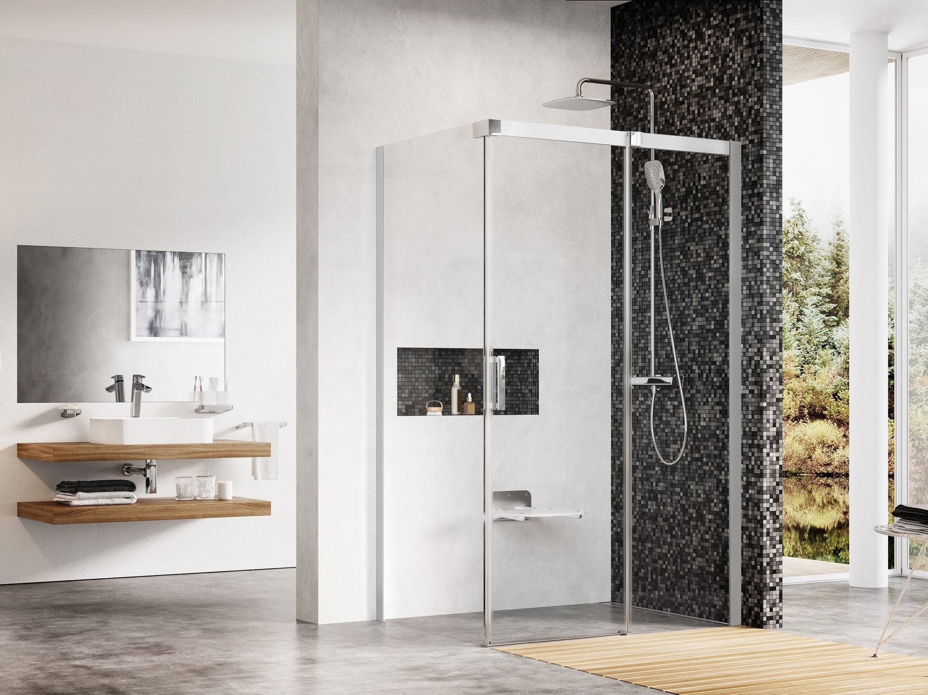 Ravak Matrix MSDPS 100x100 zuhanykabin jobb szatén transparent – Sarok zuhanykabinok