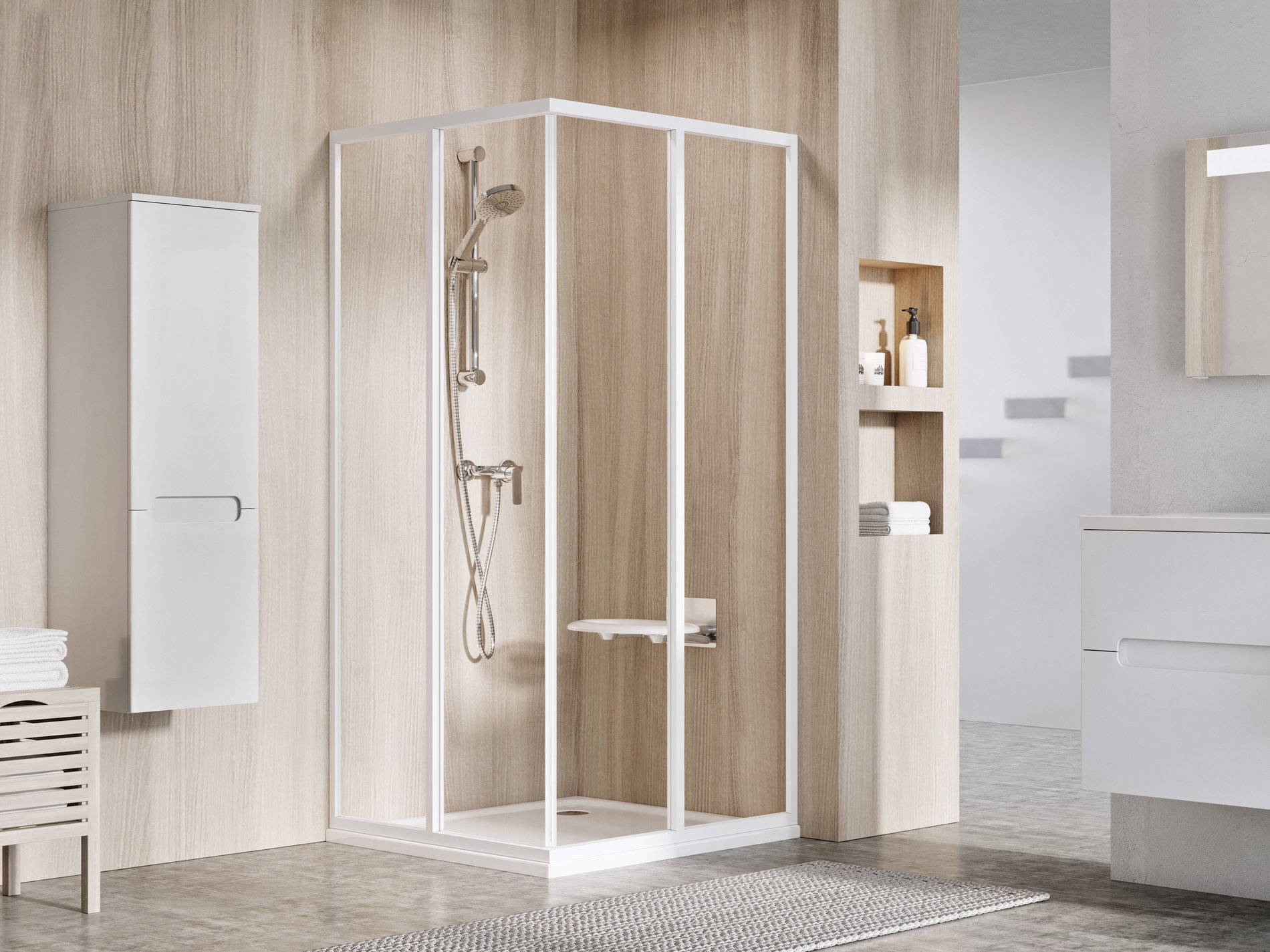 Ravak Supernova SRV2-80 195 S zuhanykabin fehér transparent – Sarok zuhanykabinok