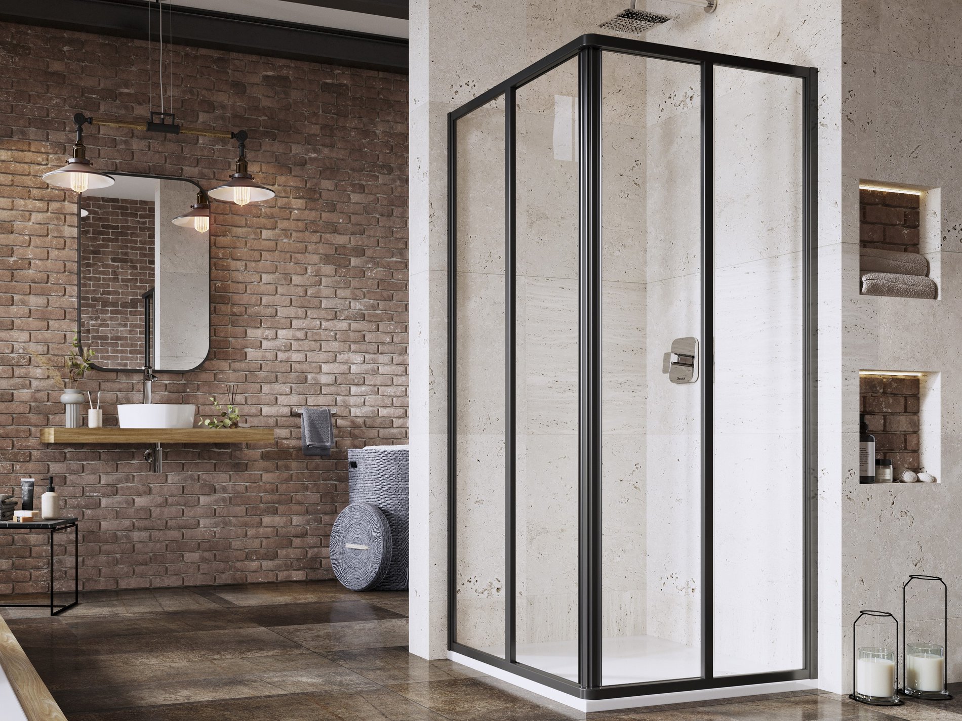 Ravak Supernova SRV2-90 195 S zuhanykabin fekete transparent – Sarok zuhanykabinok