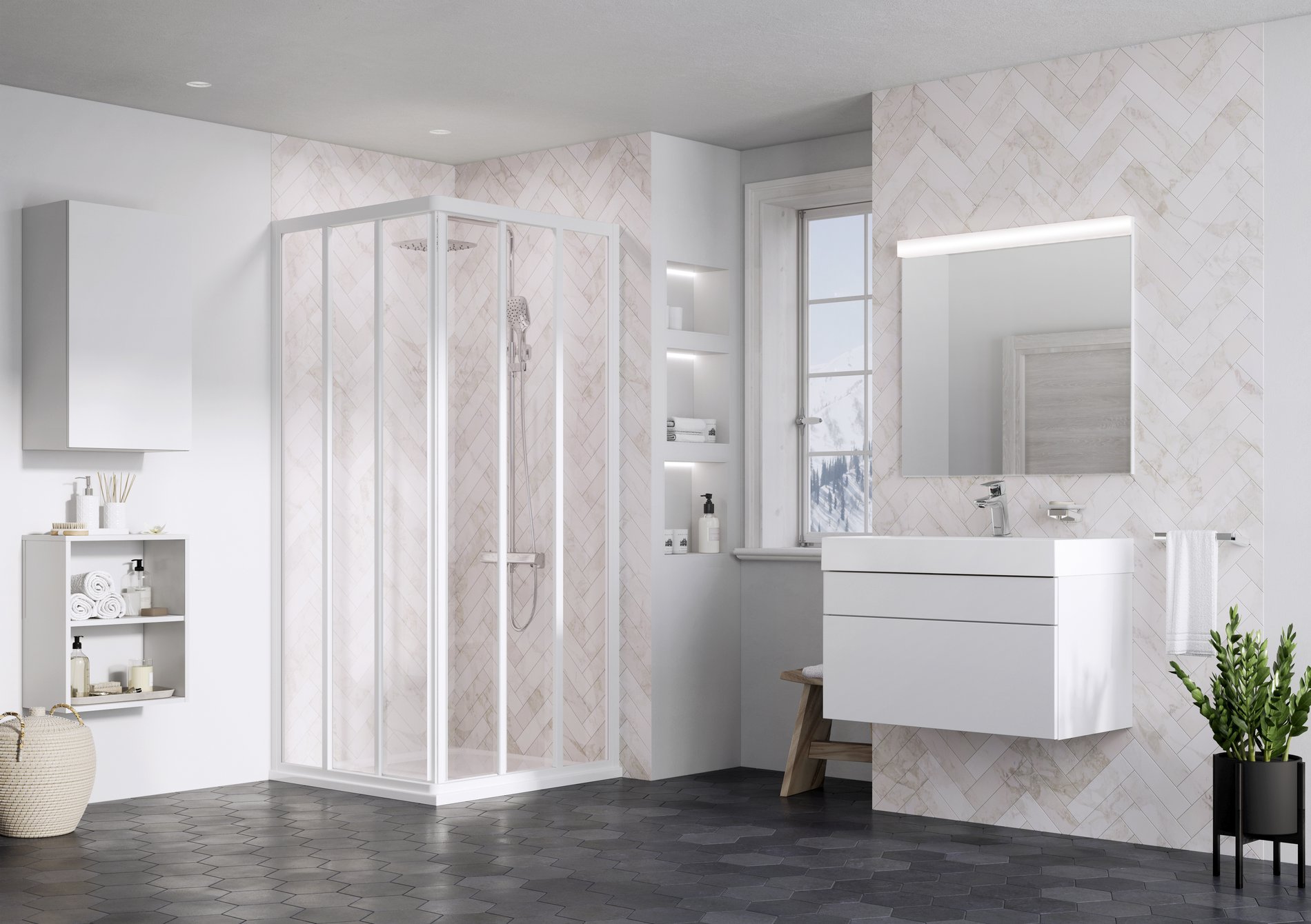 Ravak Supernova ASRV3-80 zuhanykabin 198 fehér transparent – Sarok zuhanykabinok