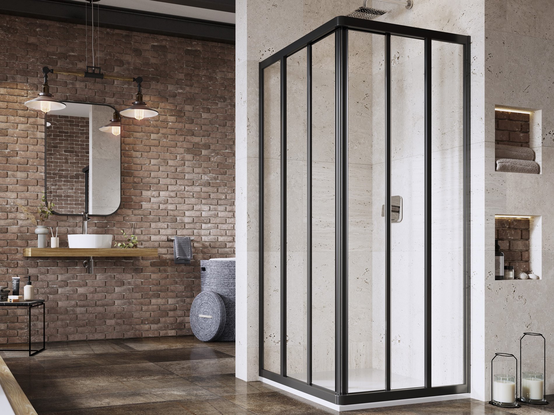 Ravak Supernova ASRV3-80 zuhanykabin-198 fekete transparent – Sarok zuhanykabinok