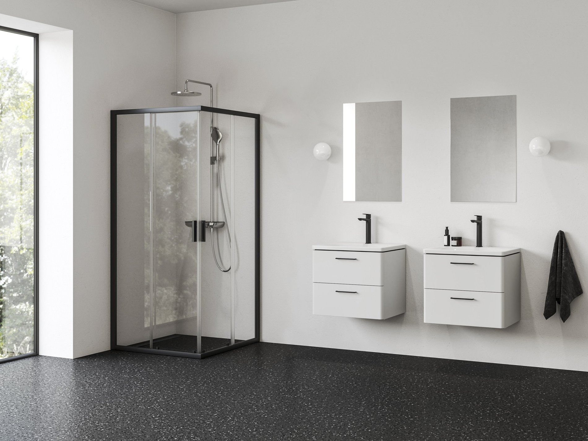 Ravak Blix II NBLRV2 90x90 zuhanykabin fekete transparent – Sarok zuhanykabinok