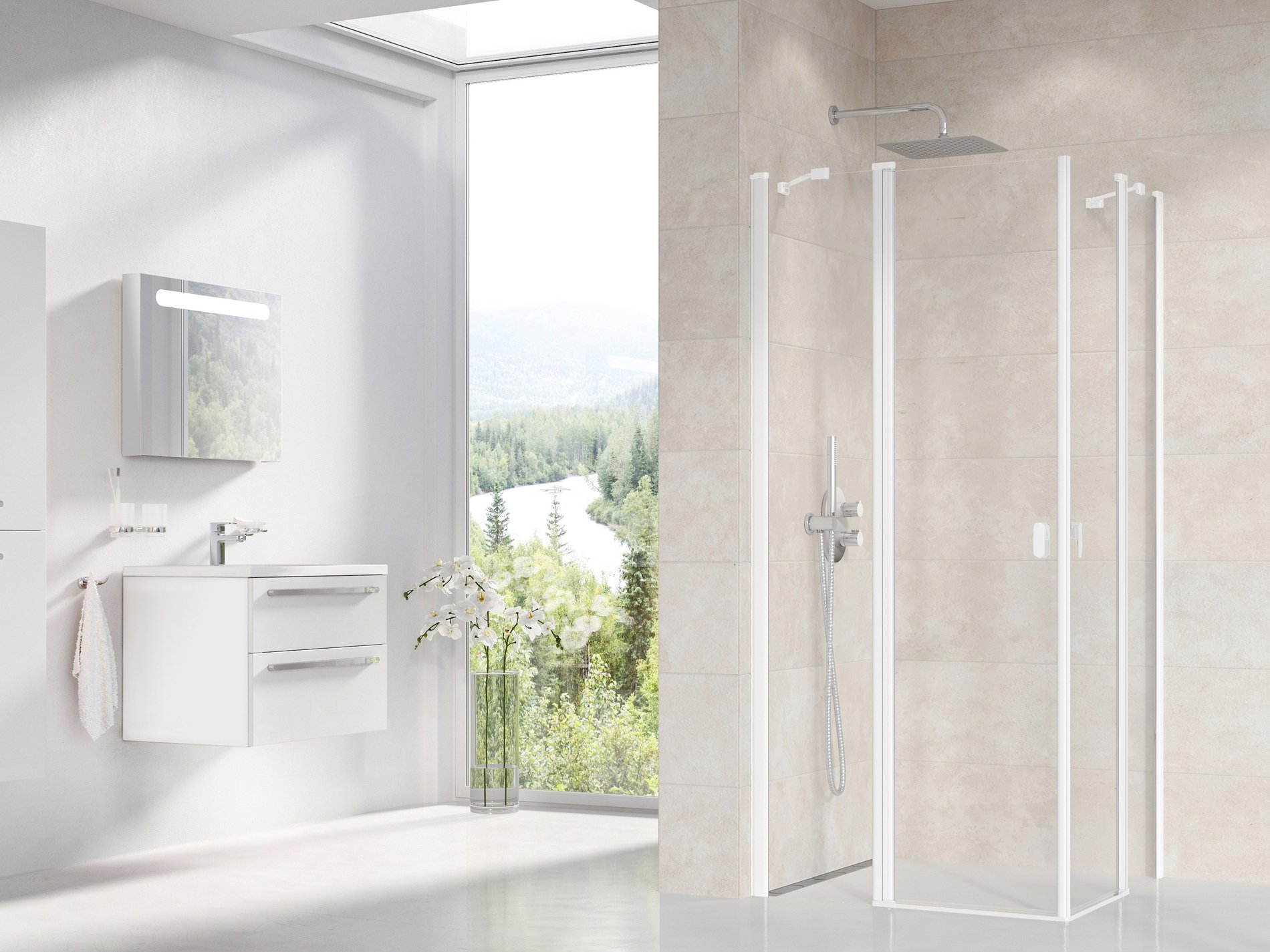 Ravak Chrome CRV2-110 zuhanyajtó matt fehér transparent (1 oldal) – Sarok zuhanykabinok