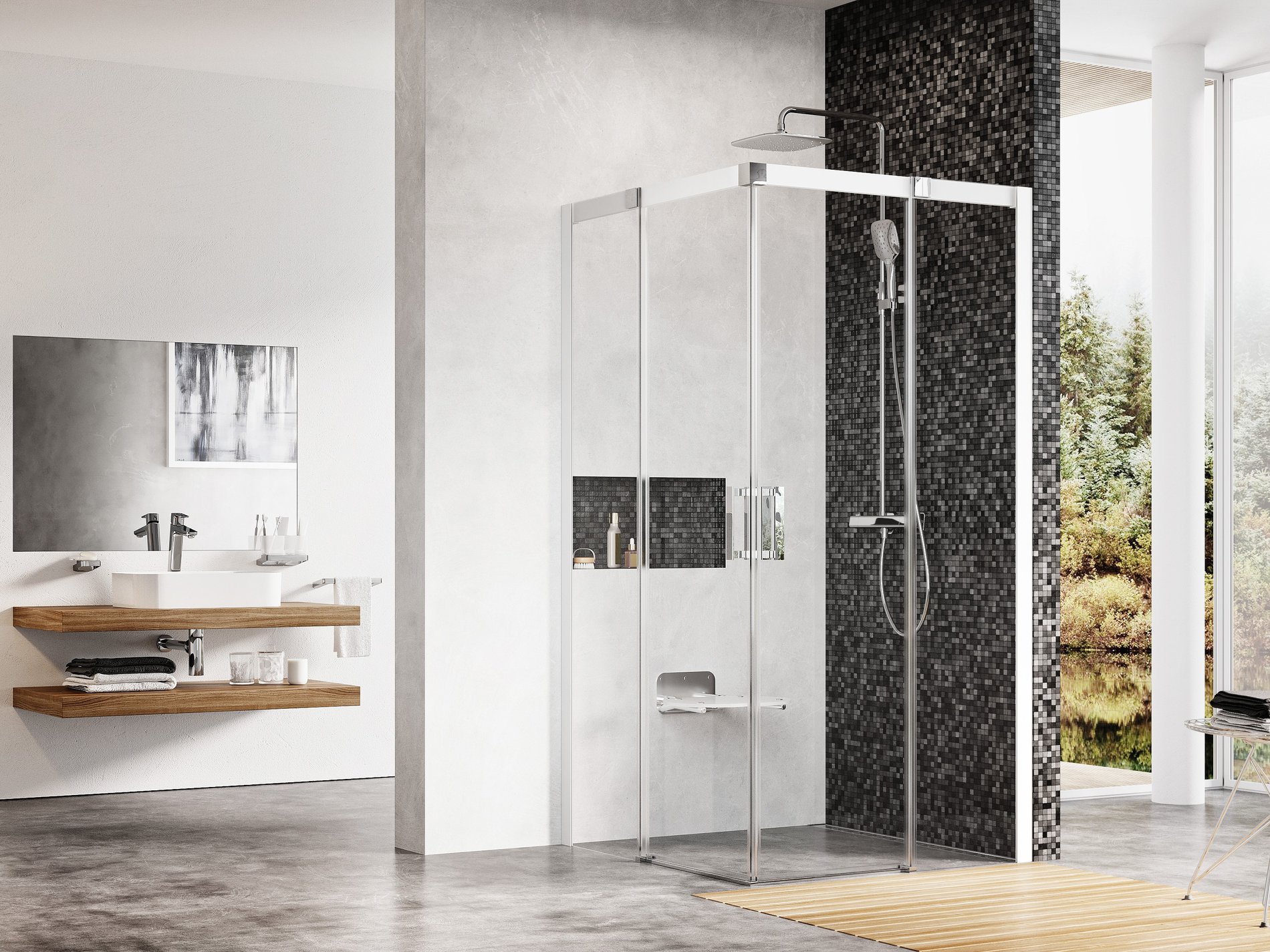 Matrix MSRV4-90x90 zuhanykabin fehér transparent