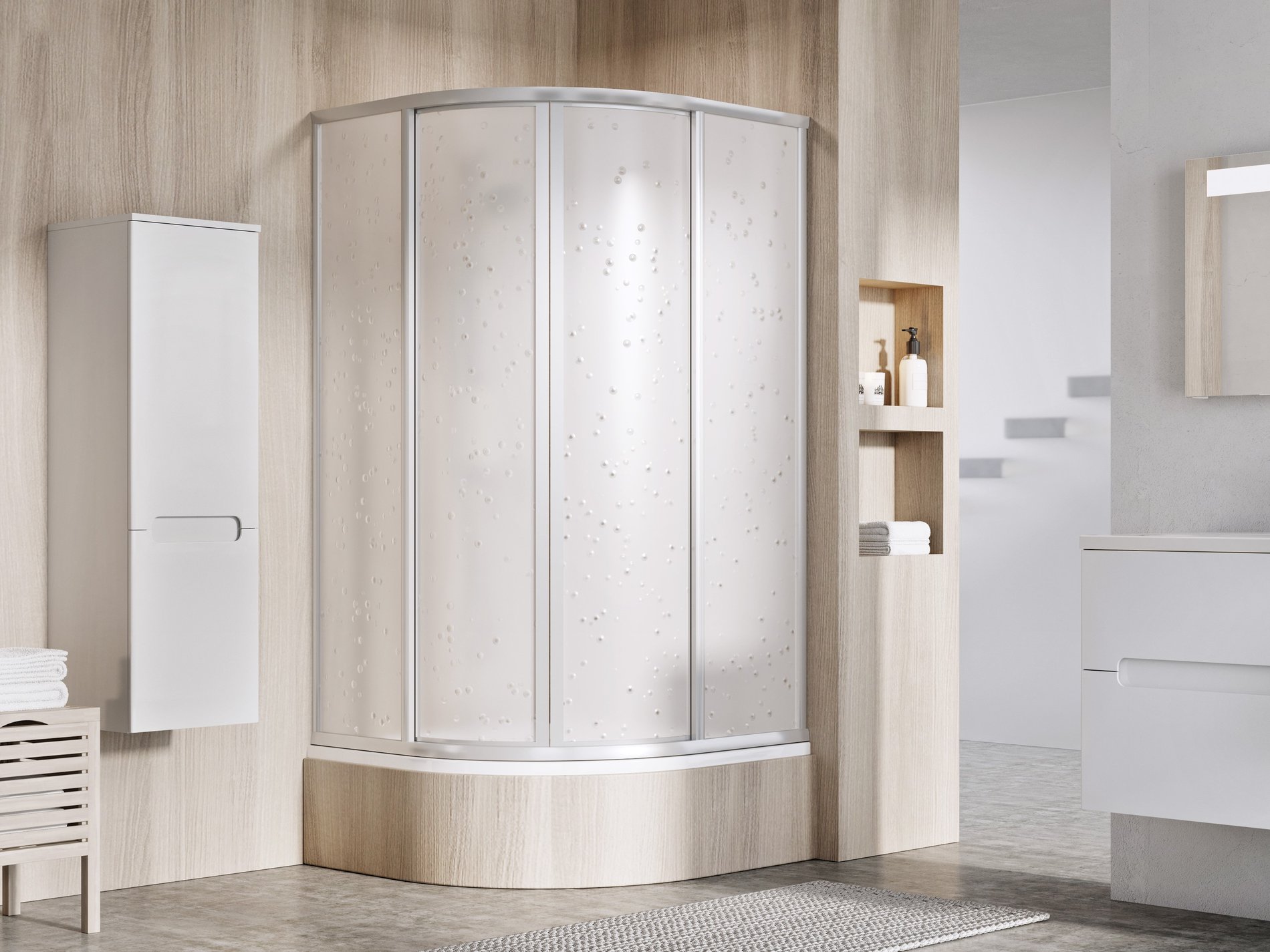 Ravak Supernova SKCP4 80x80 Sabina zuhanykabin szatén pearl – Negyedköríves zuhanykabinok