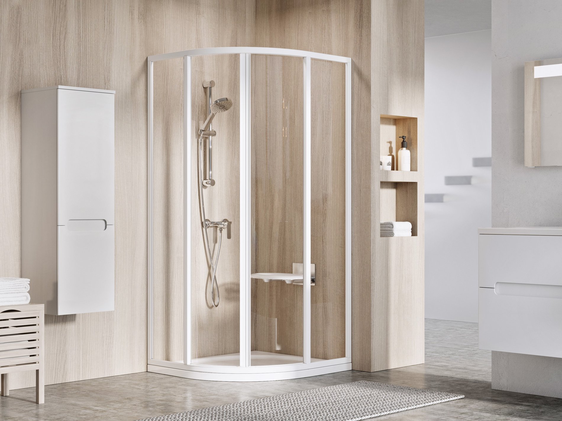 Ravak Supernova SKCP4 80x80 195 zuhanykabin fehér transparent – Negyedköríves zuhanykabinok