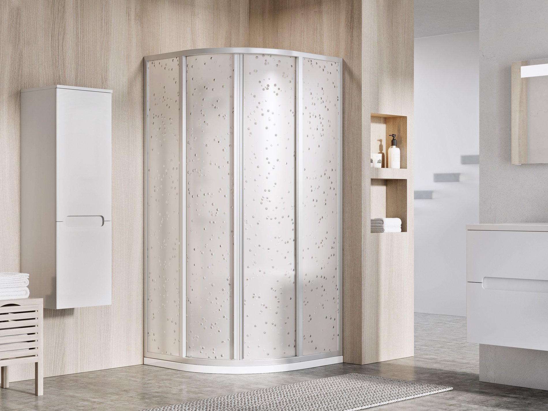 Ravak Supernova SKCP4 80x80 195 zuhanykabin szatén pearl – Negyedköríves zuhanykabinok