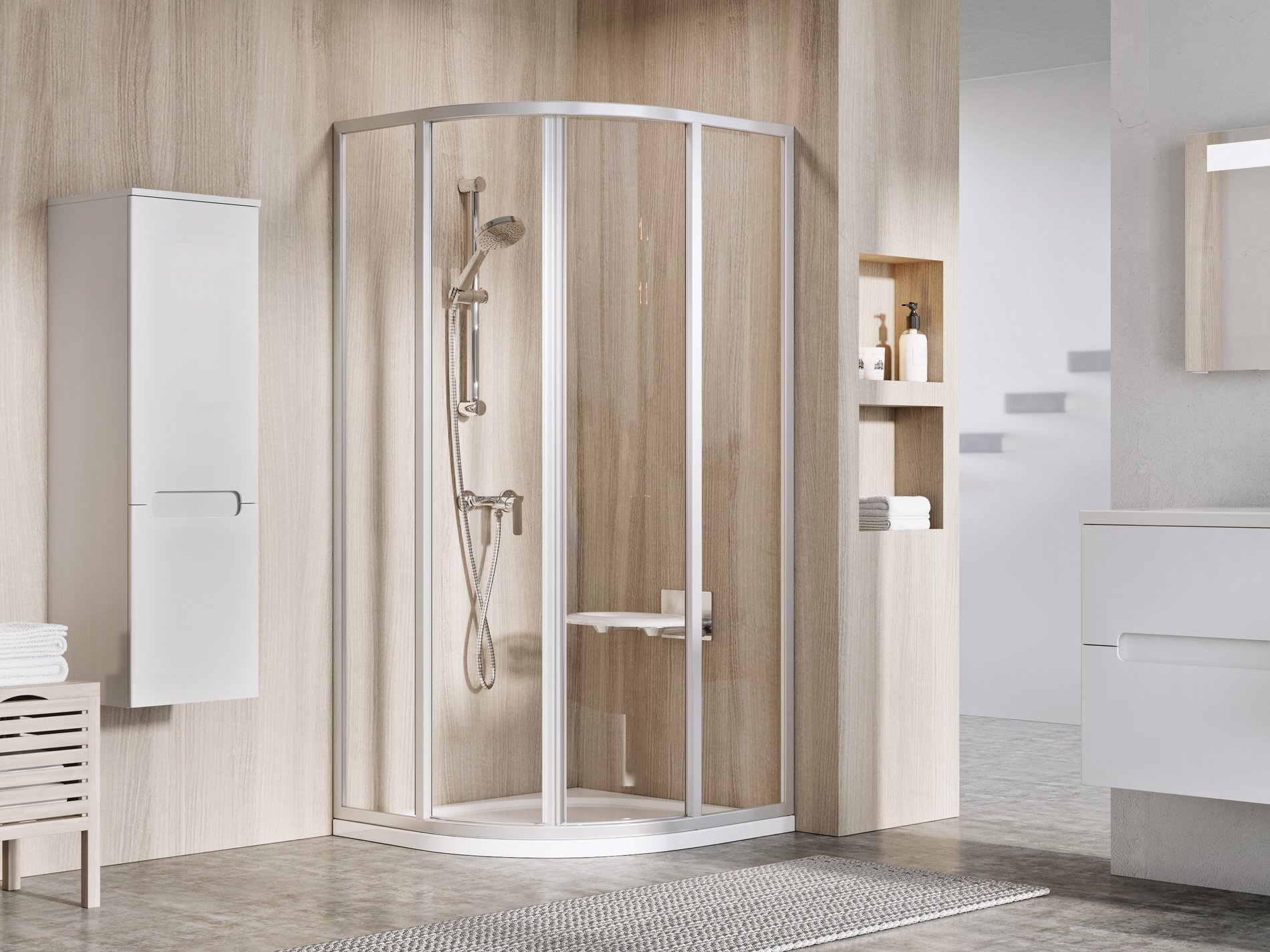 Ravak Supernova SKCP4 80x80 195 zuhanykabin szatén transparent – Negyedköríves zuhanykabinok