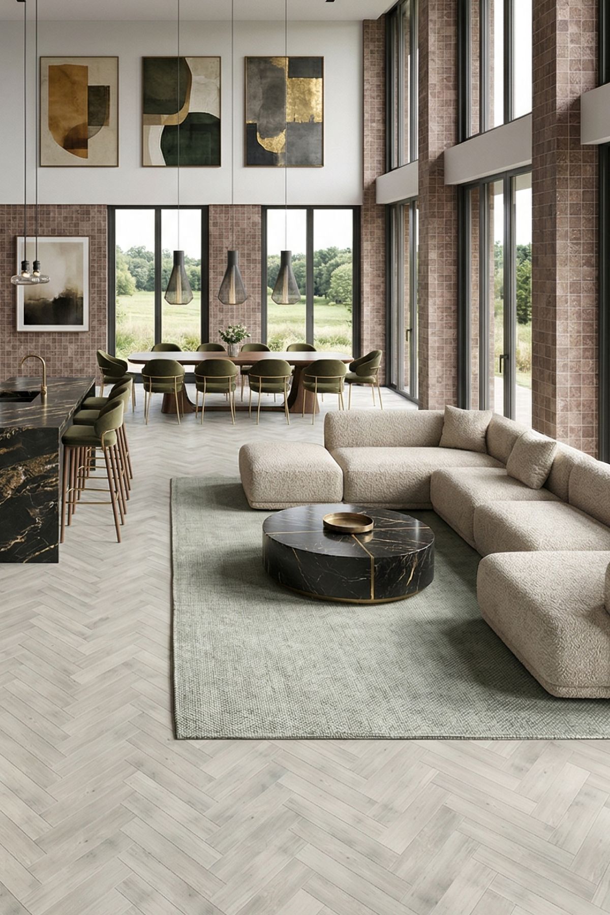 Econfloor Herringbone Oak Janosik – Világos Szürke, SPC / Vinyl padló