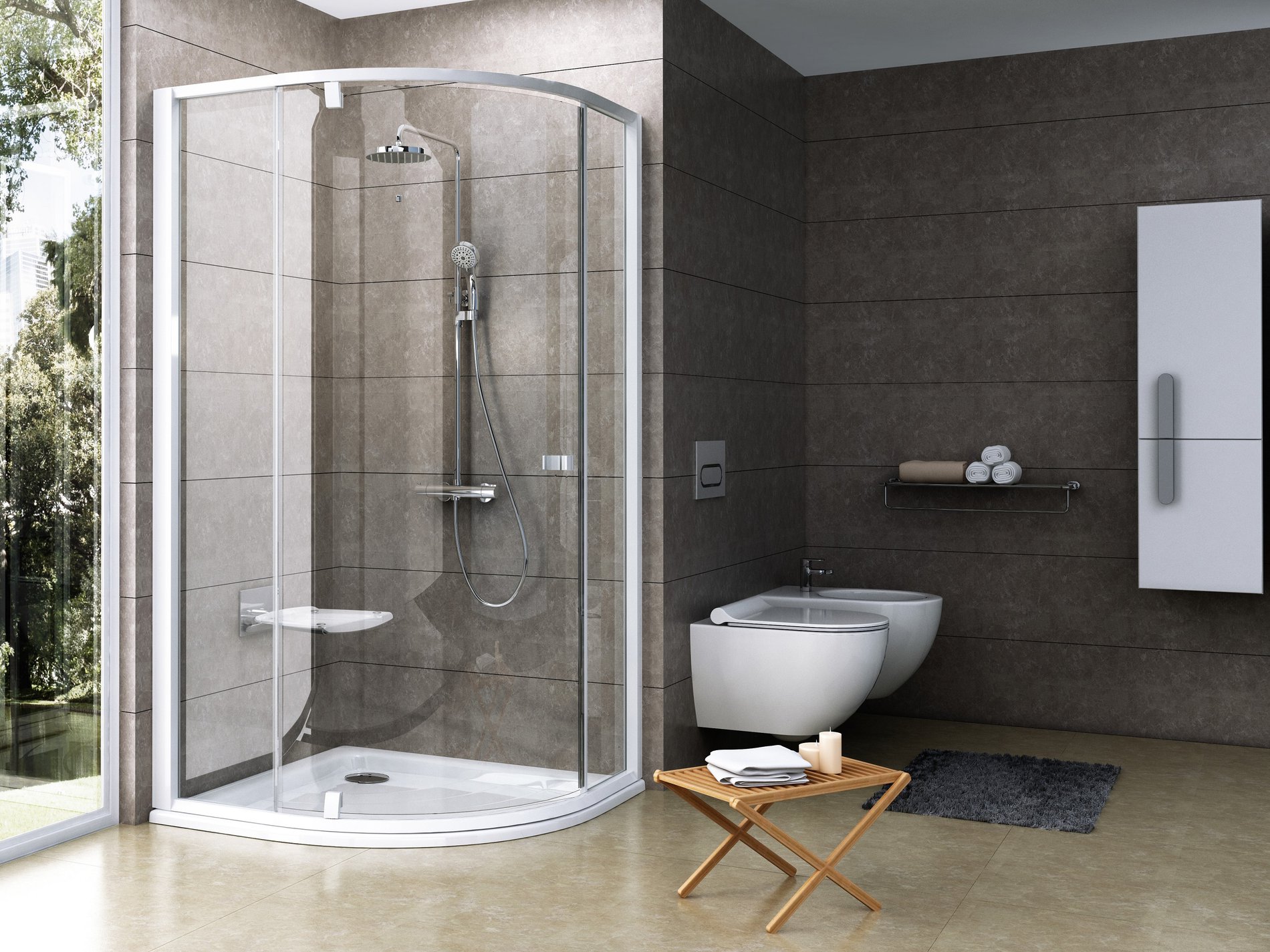 Ravak Pivot PSKK3 80x80 zuhanykabin fehér transparent – Negyedköríves zuhanykabinok
