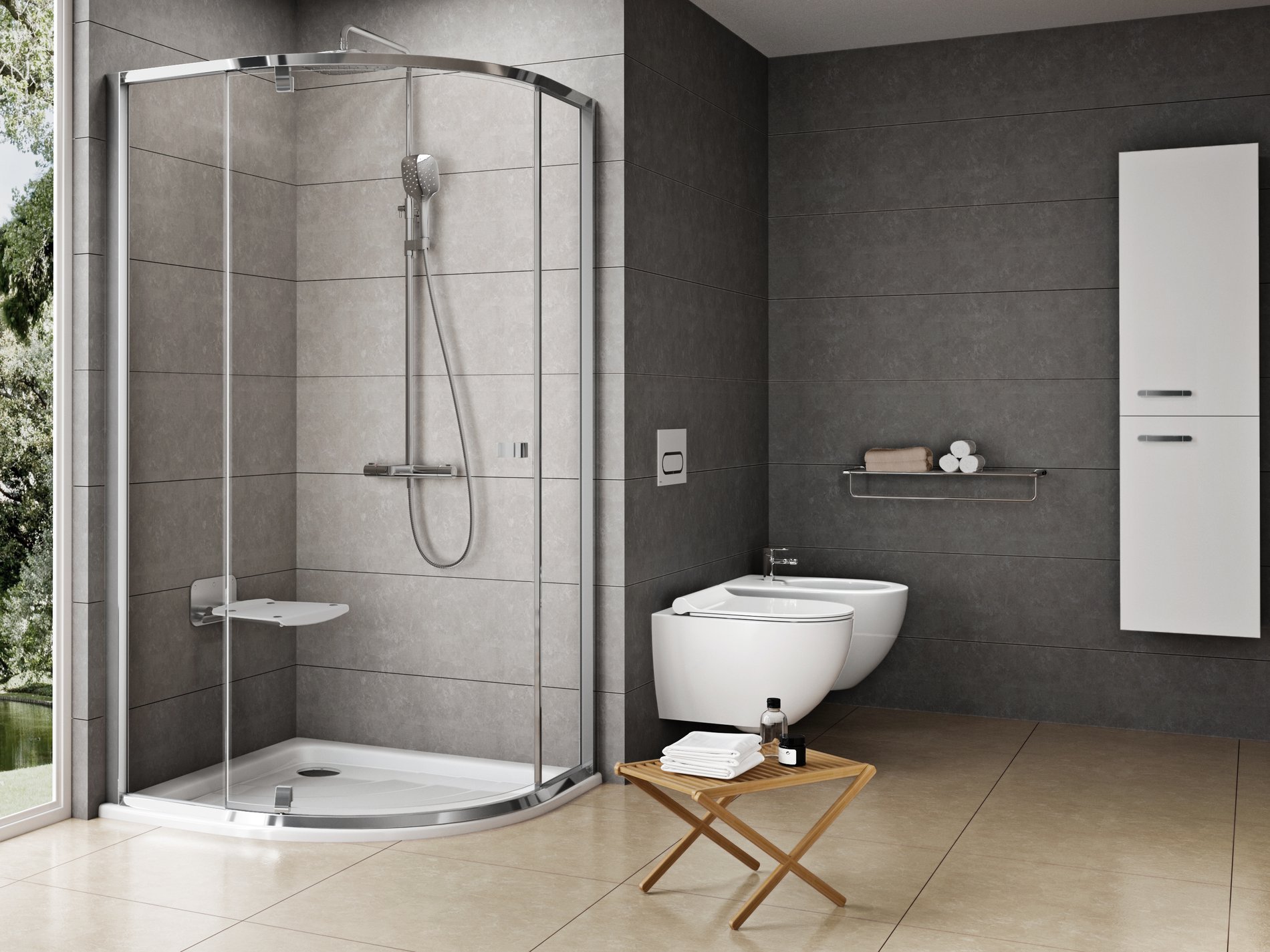 Ravak Pivot PSKK3 80x80 zuhanykabin krómhatású transparent – Negyedköríves zuhanykabinok