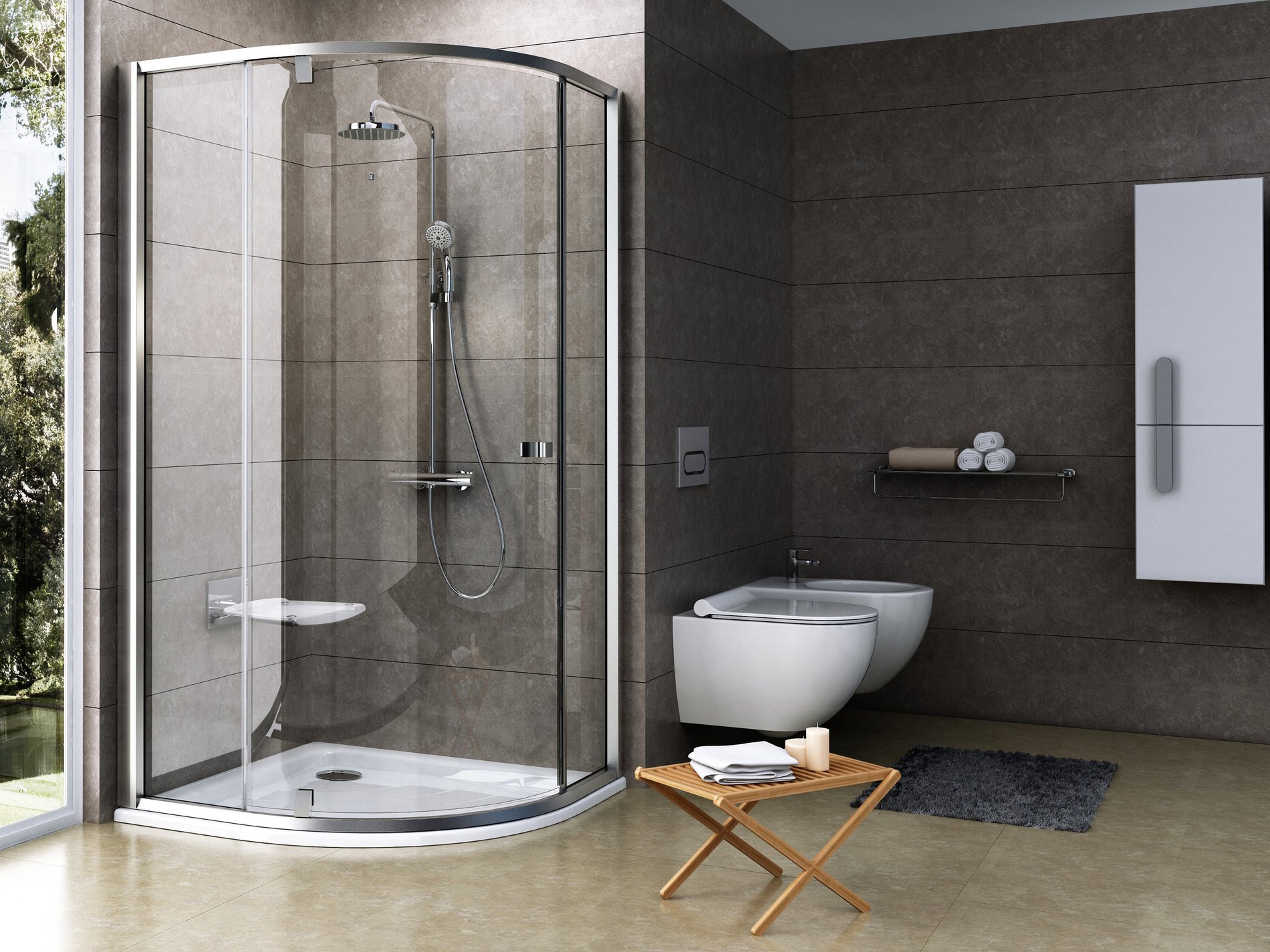 Ravak Pivot PSKK3 90x90 zuhanykabin szatén transparent – Negyedköríves zuhanykabinok