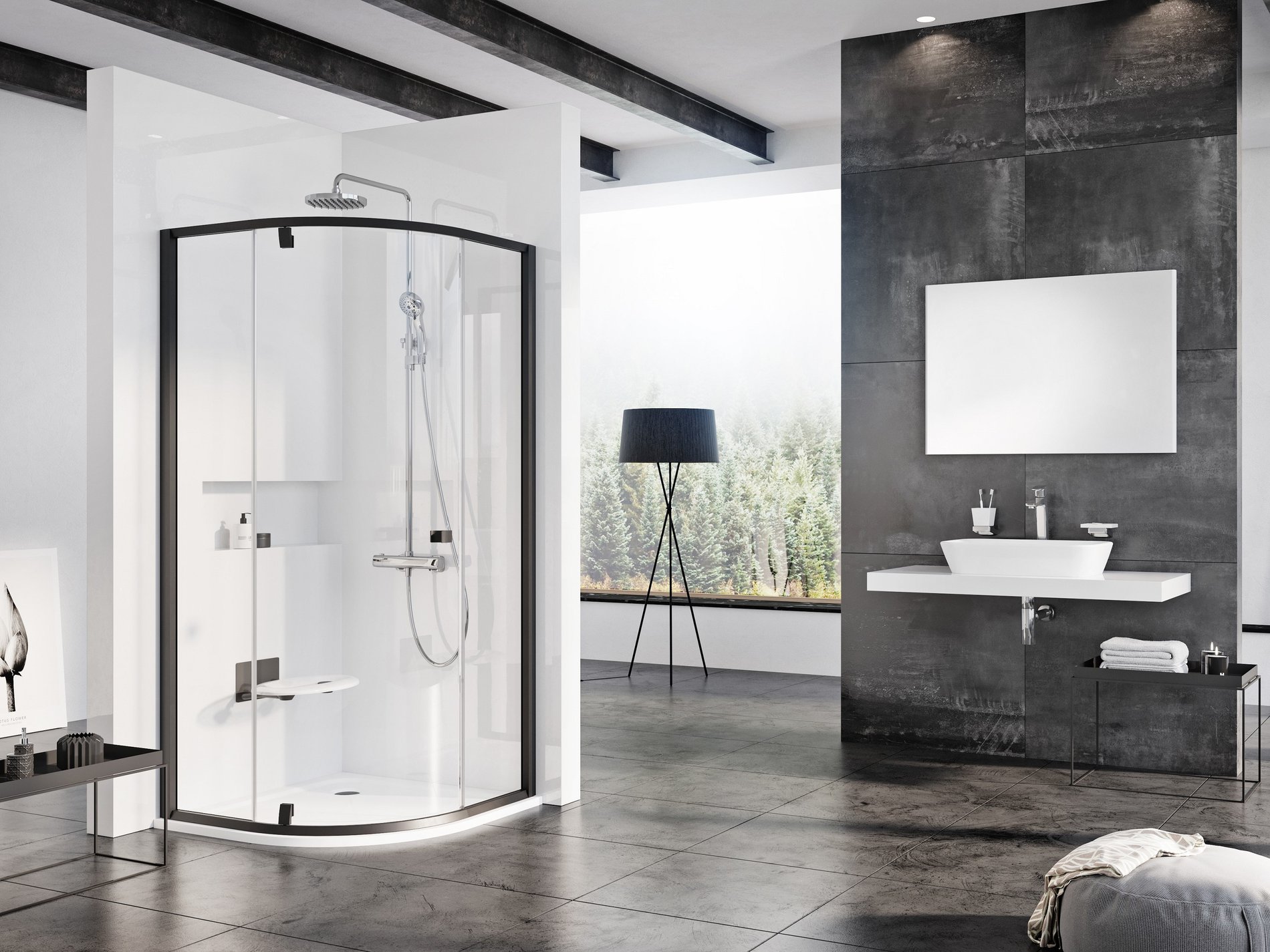 Ravak Pivot PSKK3 100x100 zuhanykabin fekete transparent – Negyedköríves zuhanykabinok