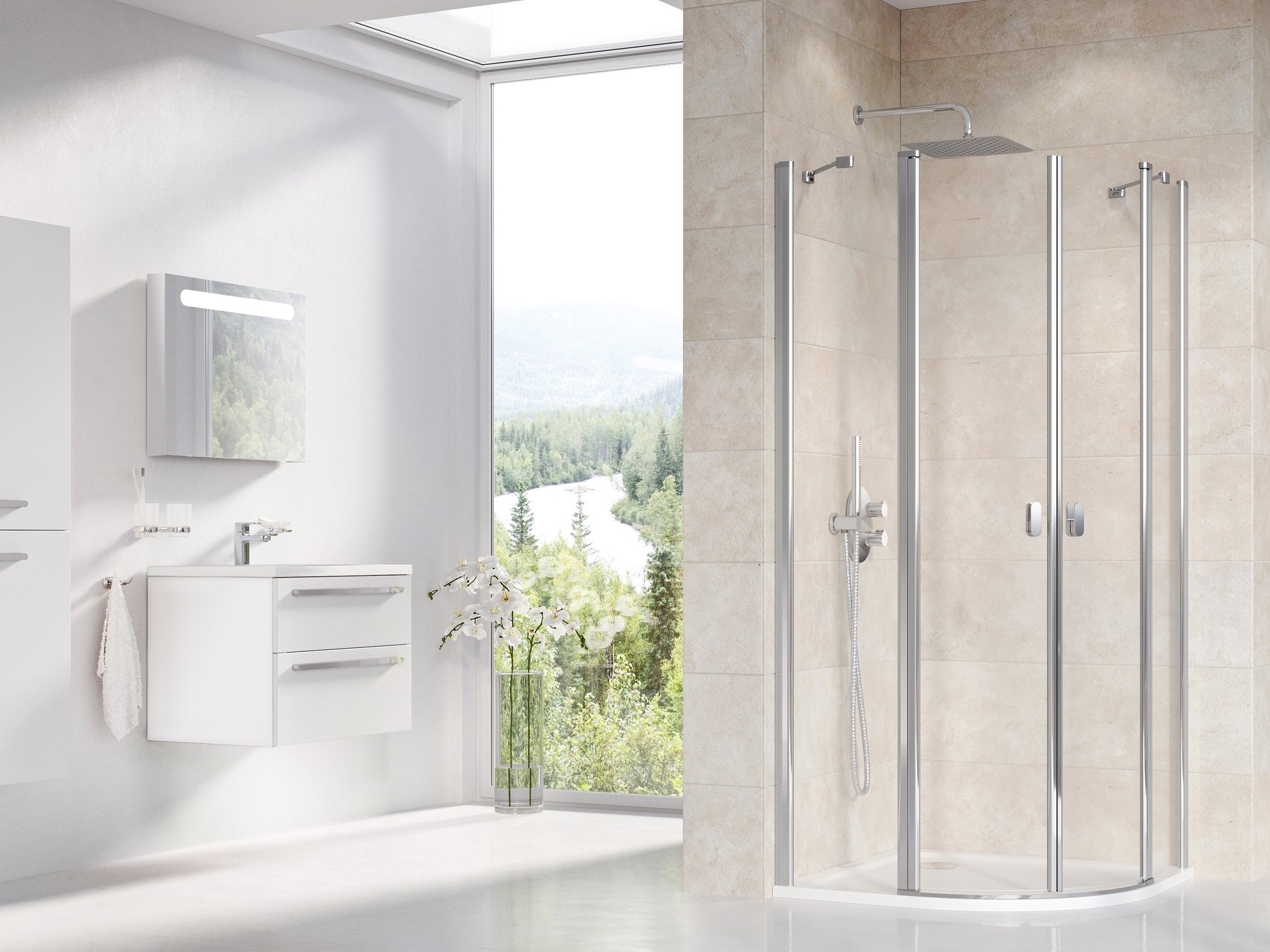 Ravak Chrome CSKK4-90 zuhanykabin krómhatású transparent – Negyedköríves zuhanykabinok