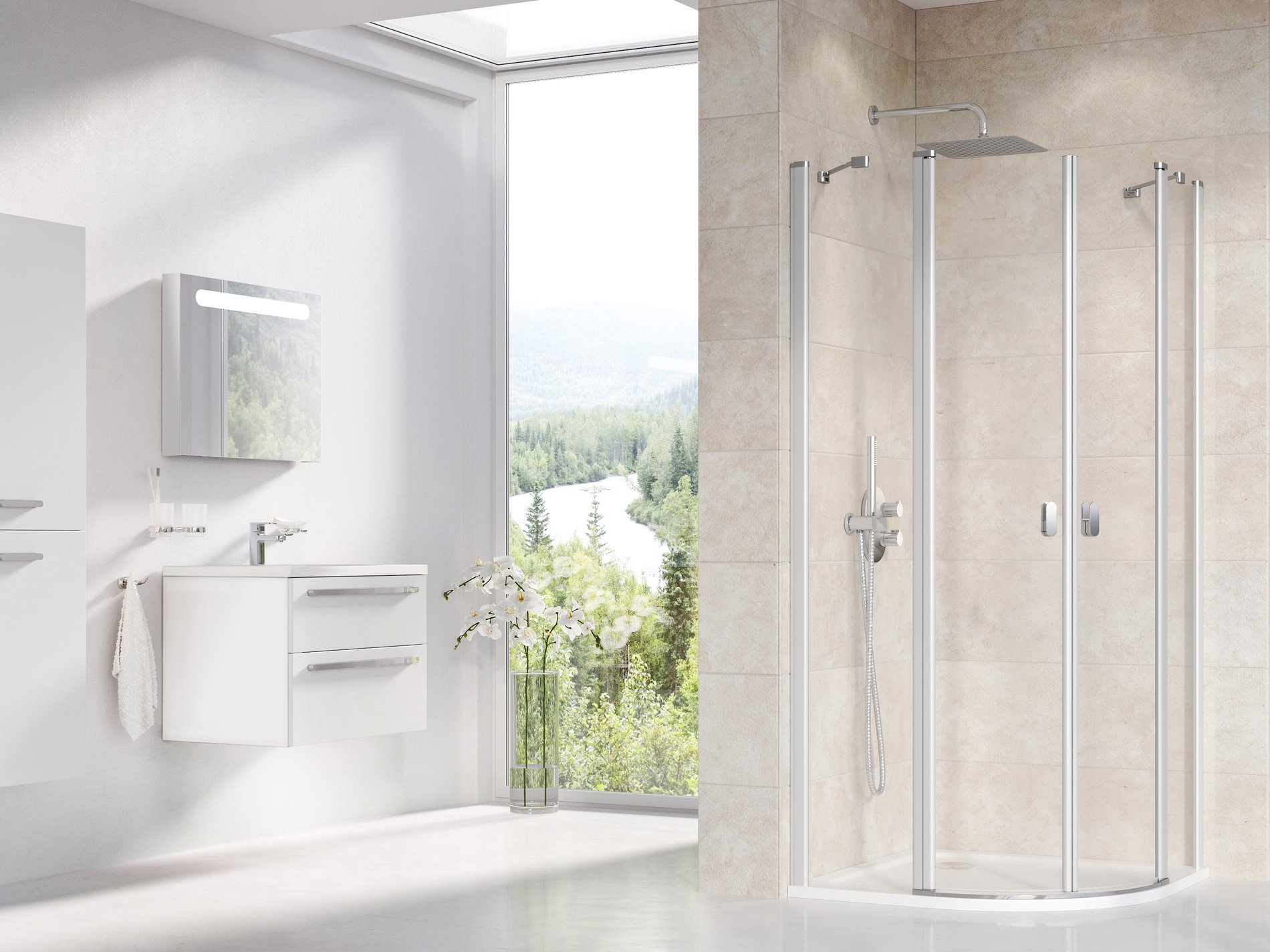 Ravak Chrome CSKK4-90 zuhanykabin szatén transparent – Negyedköríves zuhanykabinok