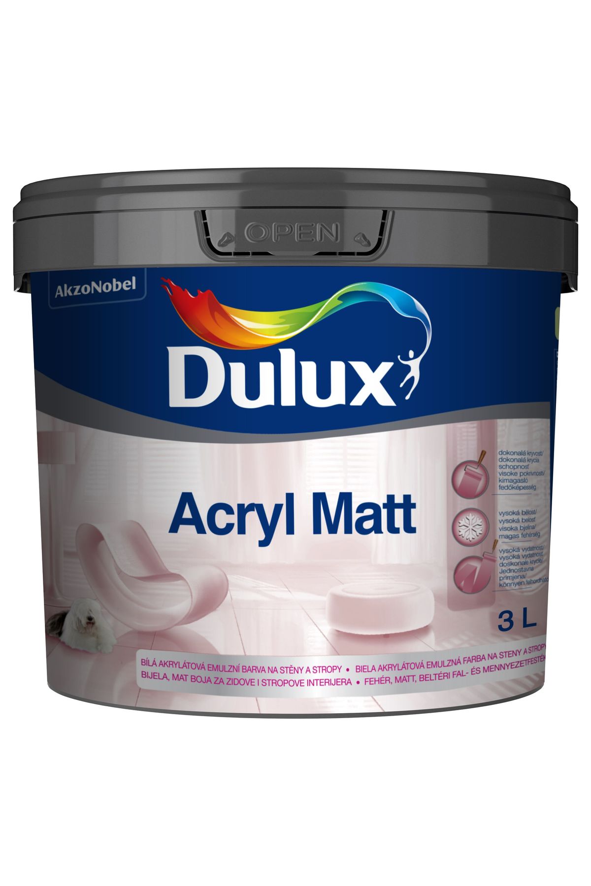 Dulux Acryl Matt beltéri falfesték Fehér 3 L