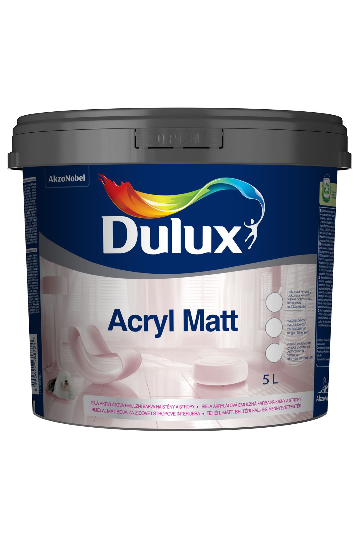 Dulux Acryl Matt beltéri falfesték Fehér 5 L
