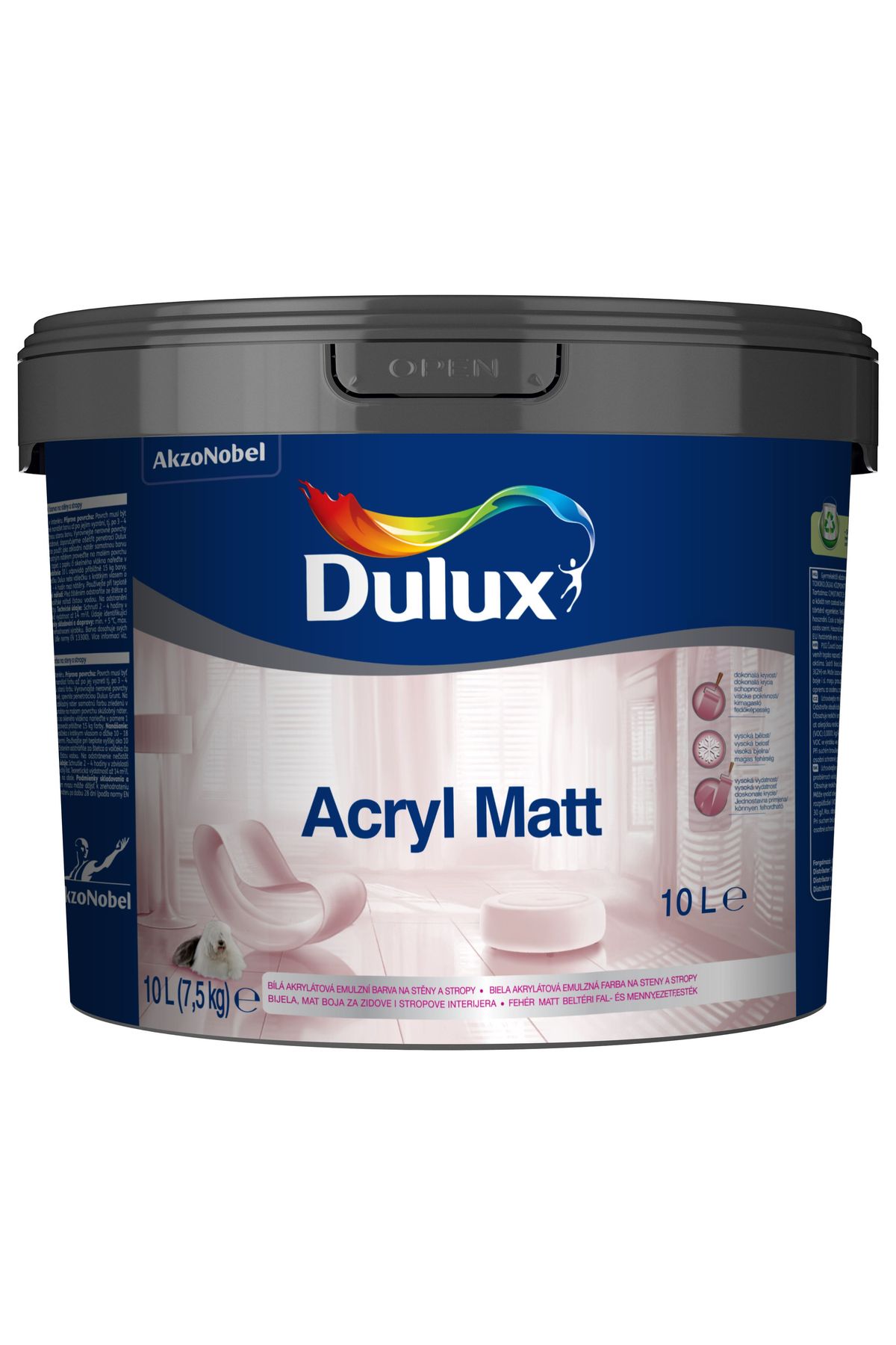 Dulux Acryl Matt beltéri falfesték Fehér 10 L