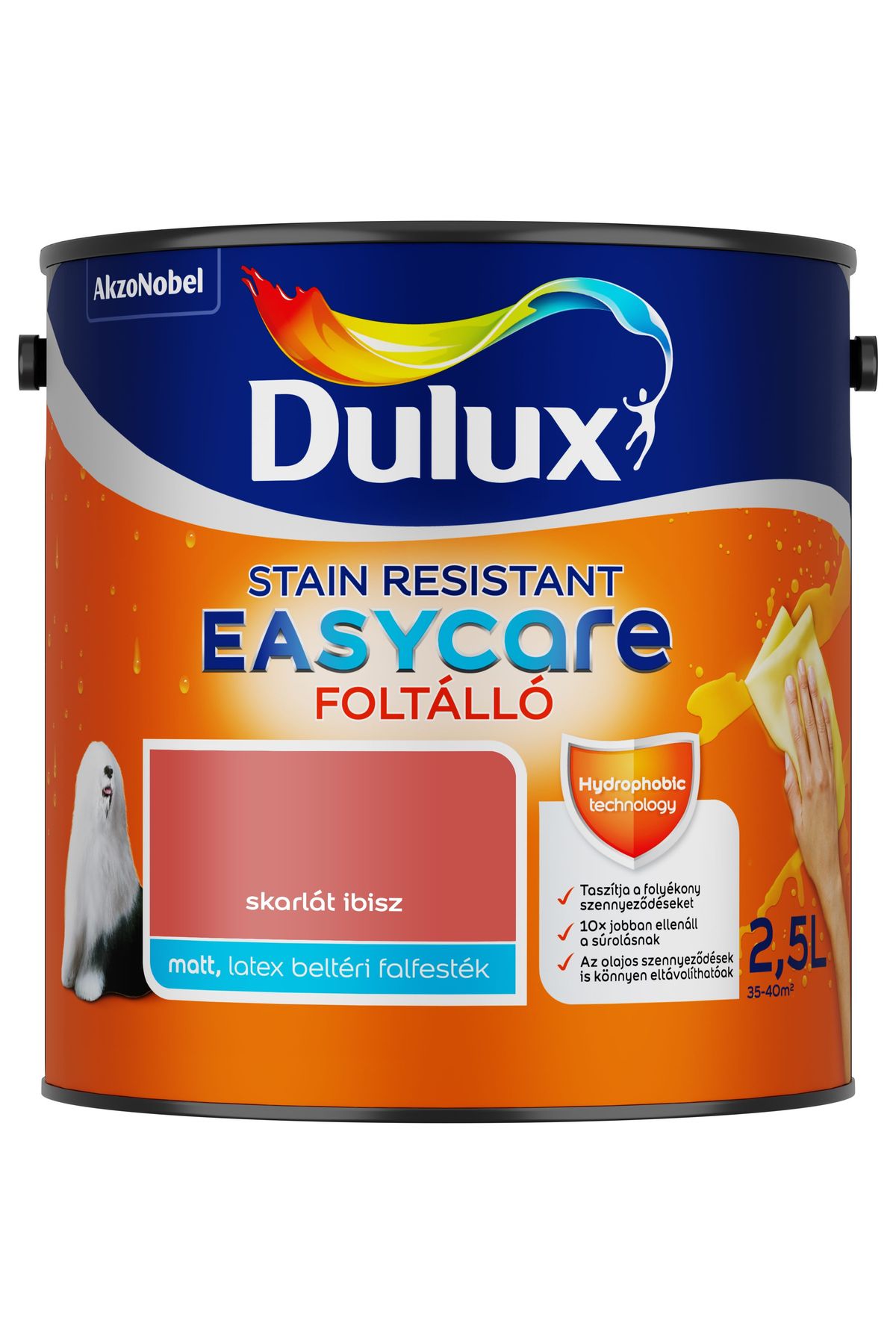 Dulux EasyCare Skarlát íbisz 2,5 L – Piros, Beltéri falfesték