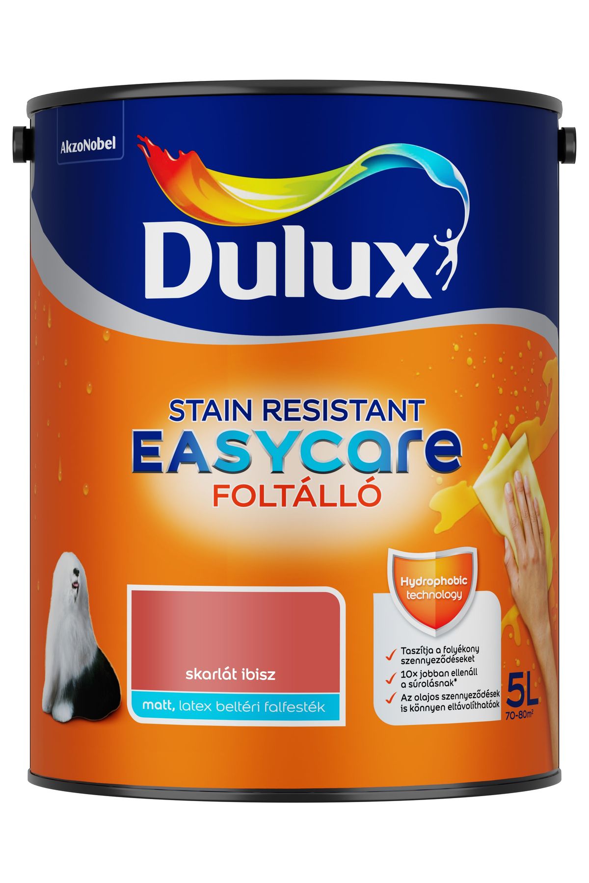 Dulux EasyCare Skarlát íbisz 5 L – Piros, Beltéri falfesték
