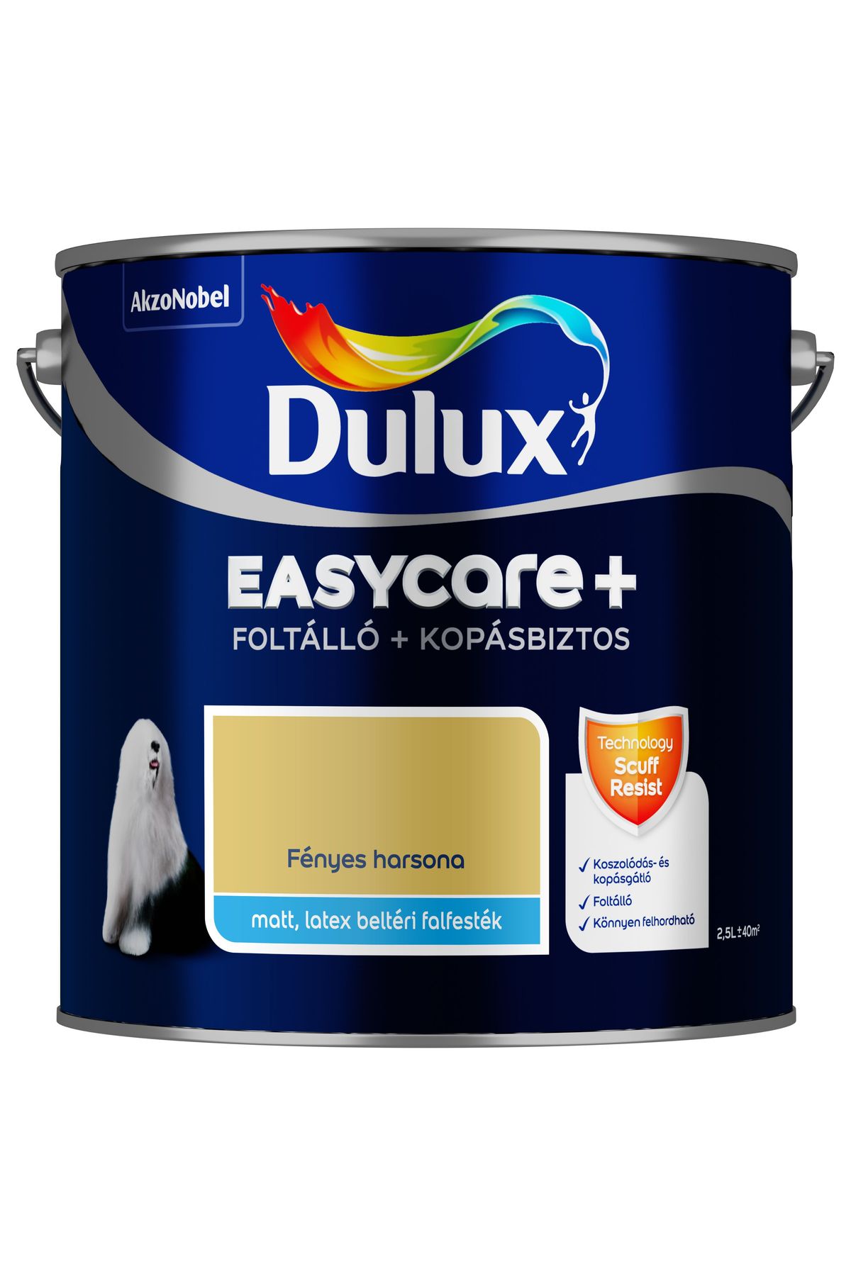 Dulux EasyCare+ Fényes harsona 2,5L – Sárga, Beltéri falfesték