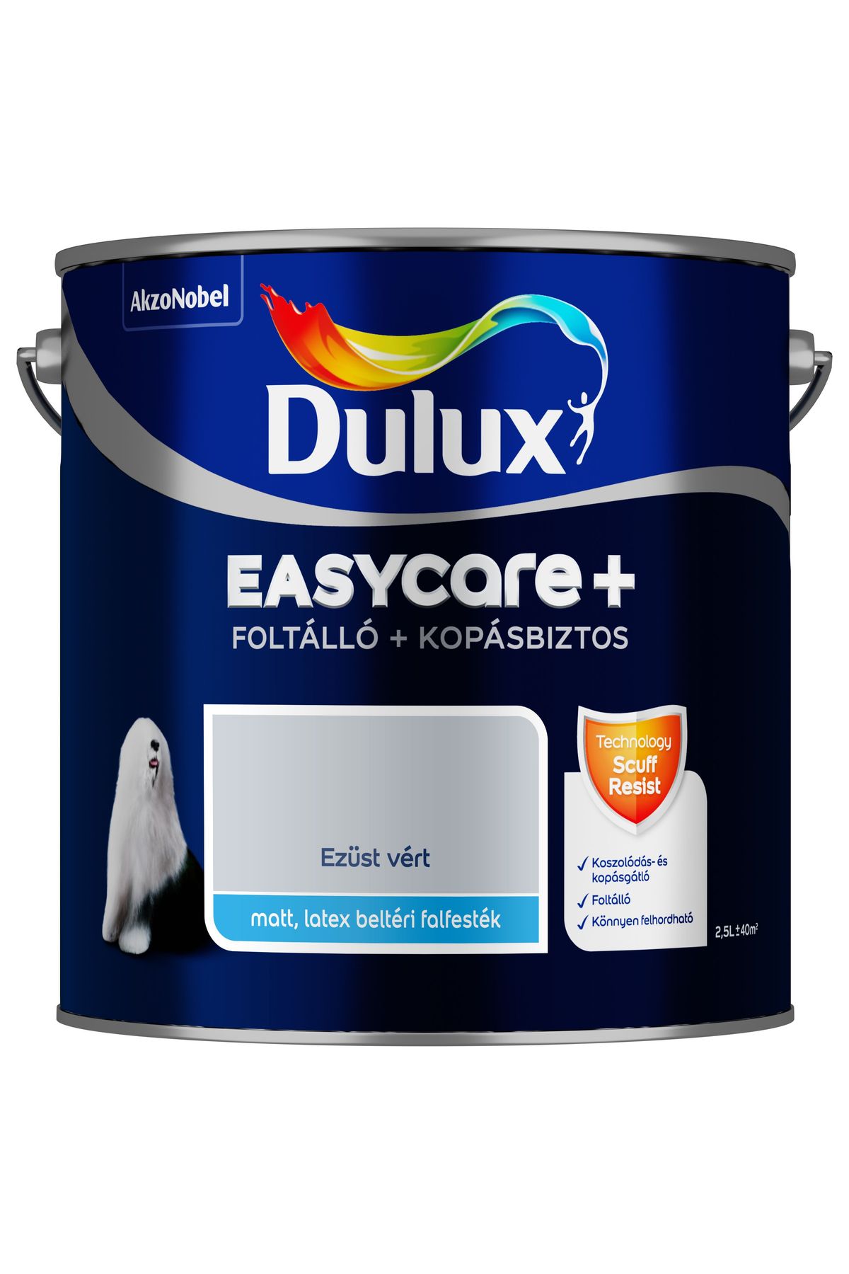 Dulux EasyCare+ Ezüst vért 2,5L – Kék, Beltéri falfesték