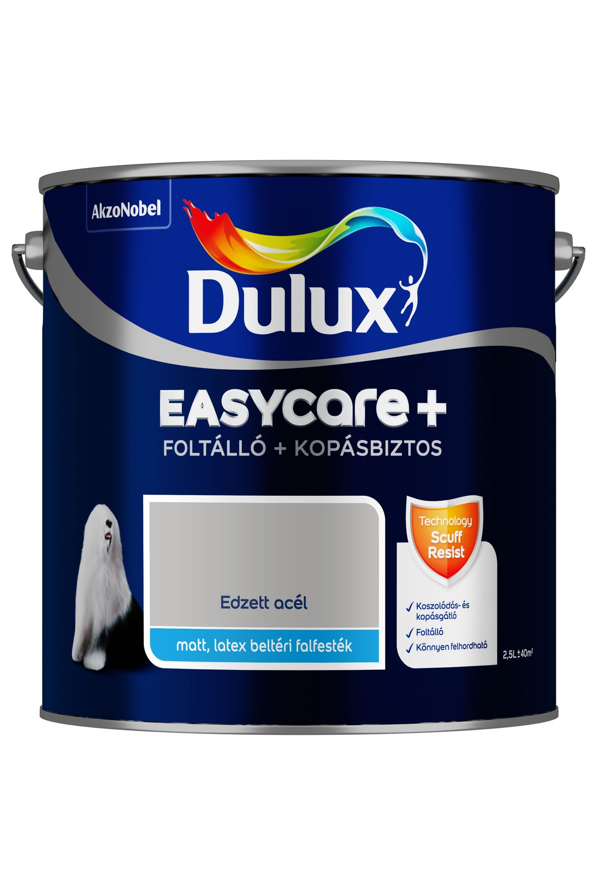 Dulux EasyCare+ Edzett acél 2,5L – Szürke, Beltéri falfesték