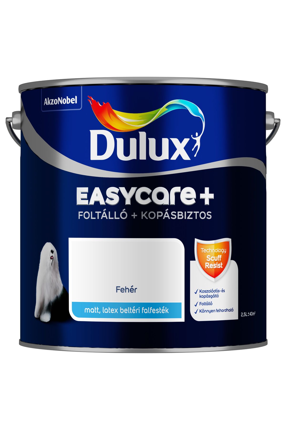 Dulux EasyCare+ Fehér 2,5L – Beltéri falfesték
