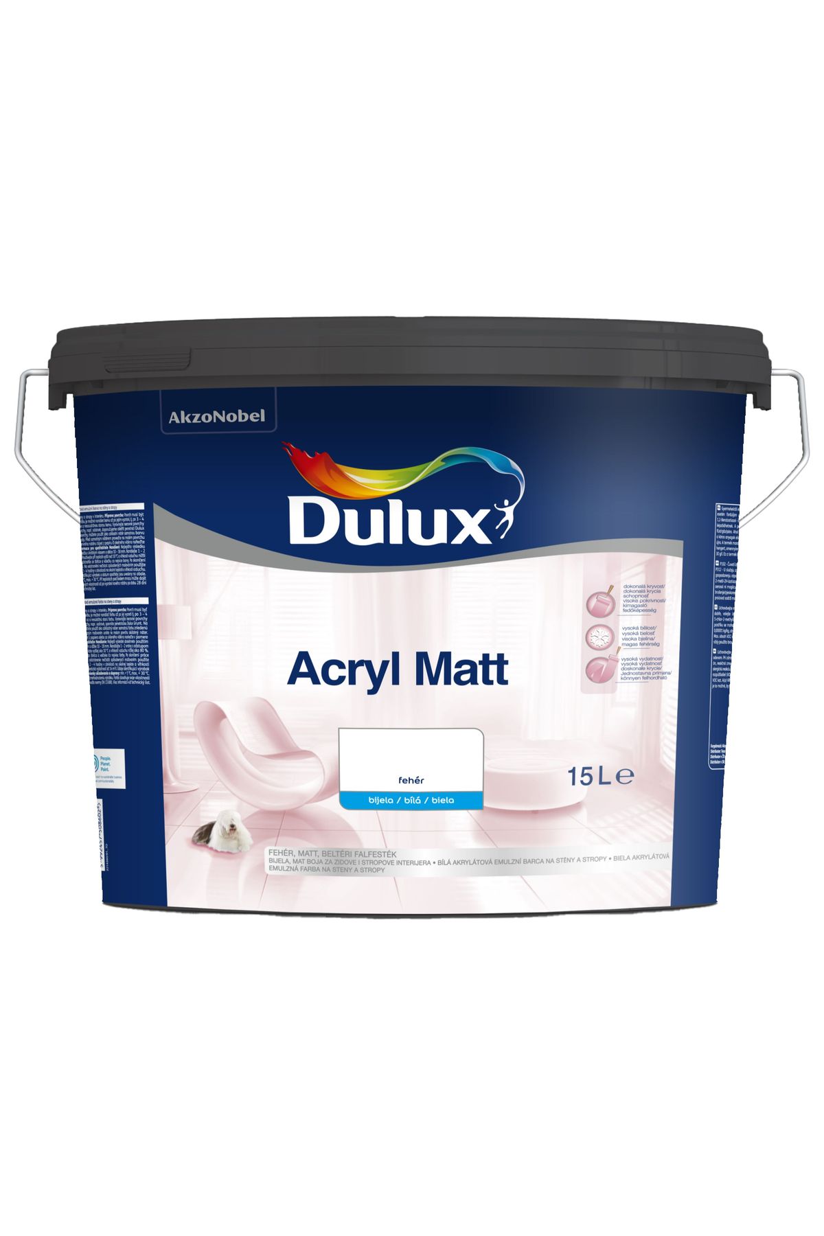 Dulux Acryl Matt beltéri falfesték Fehér 15 L