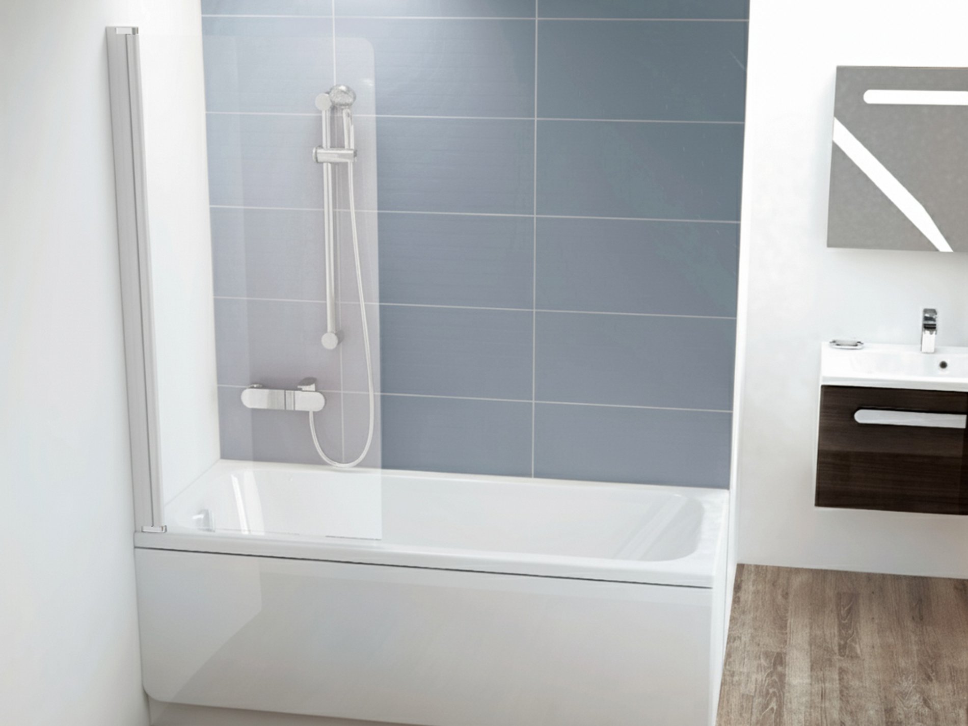 Ravak CVS1-80 bal kádparaván fehér transparent – Téglalapkád-paraván