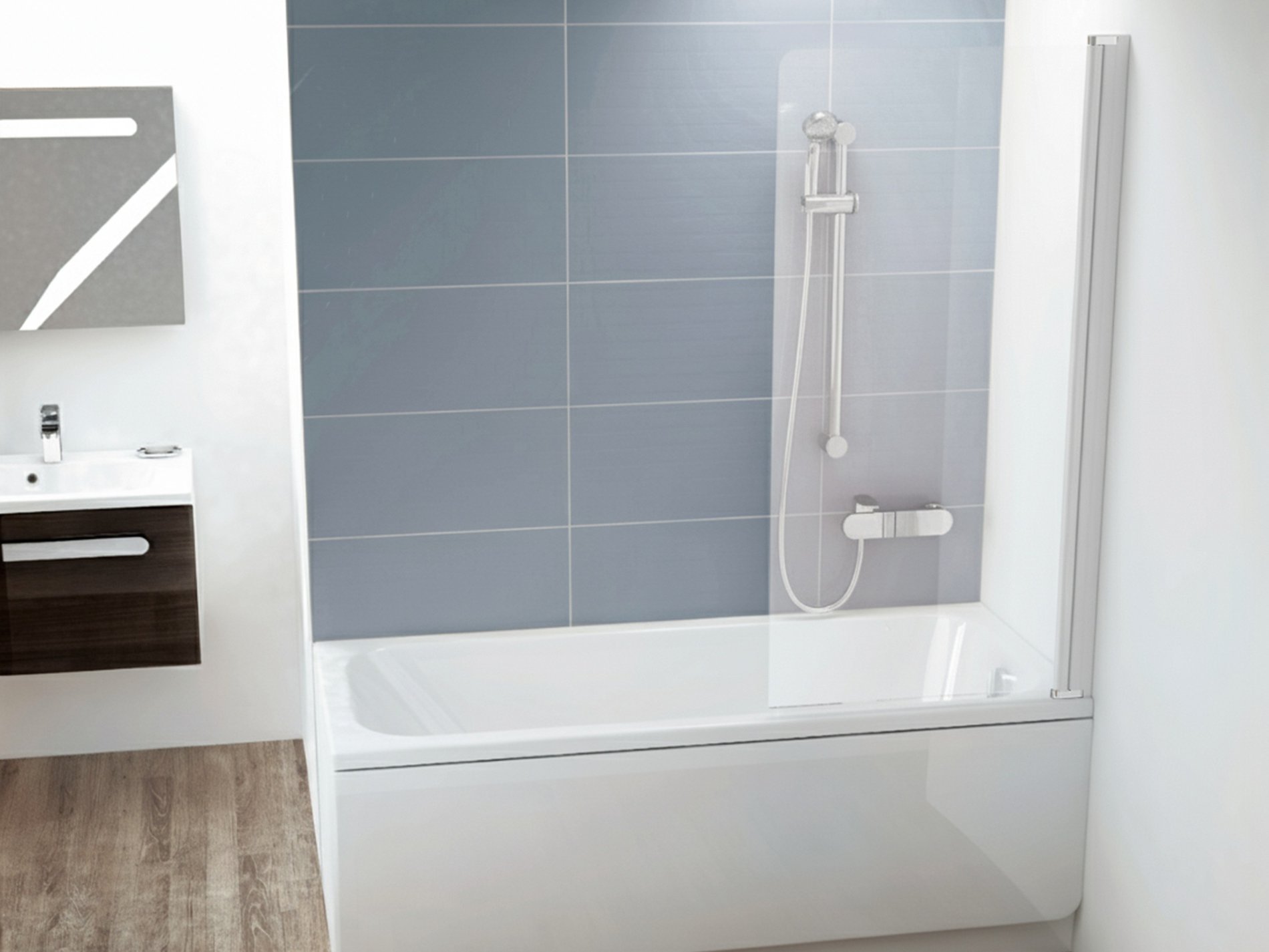 Ravak CVS1-80 jobb kádparaván fehér transparent – Téglalapkád-paraván