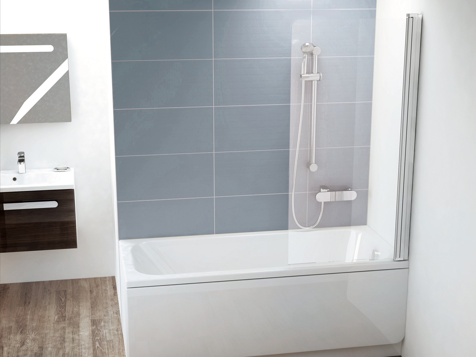 Ravak CVS1-80 jobb kádparaván krómhatású transparent – Téglalapkád-paraván