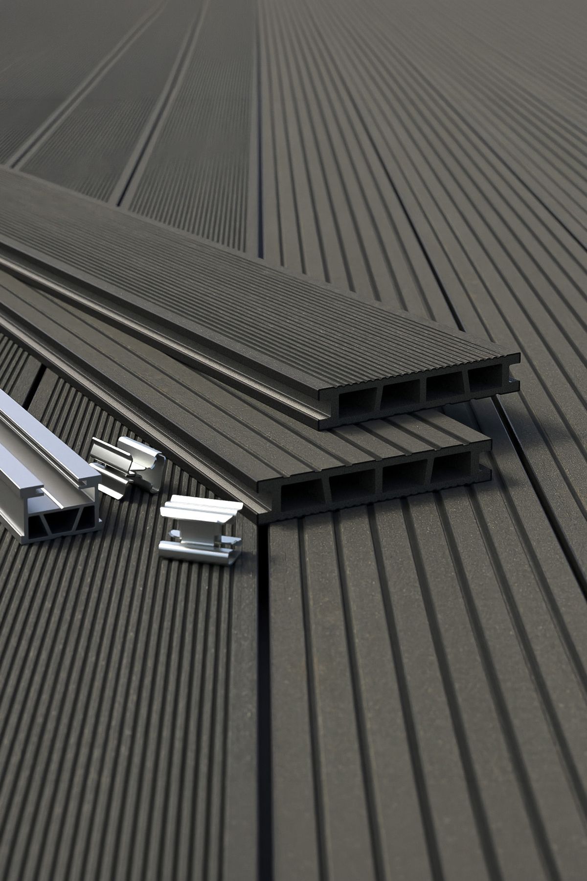 Bergdeck B150 WPC teraszpadló - Fekete, 400 cm