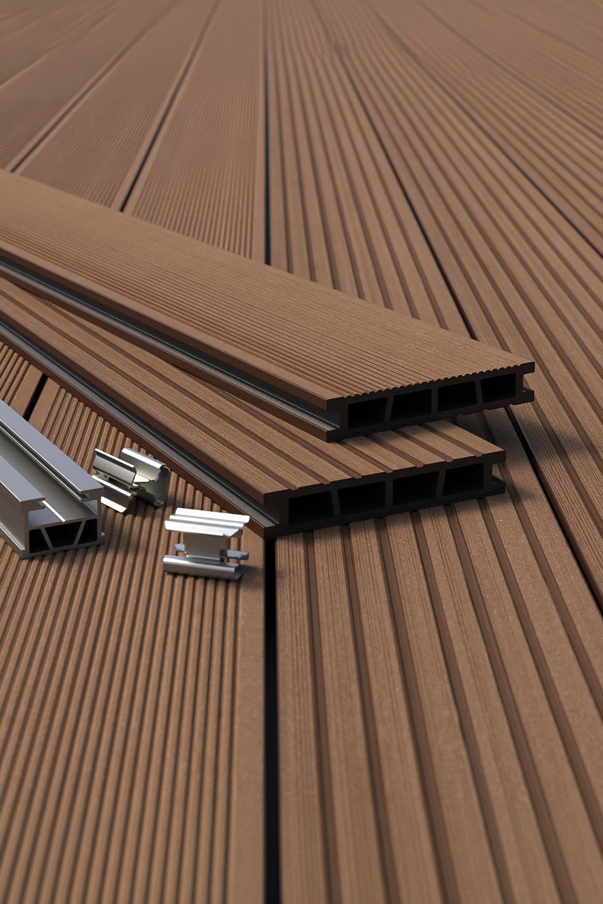 Bergdeck B150 WPC teraszpadló - Gesztenye, 300 cm