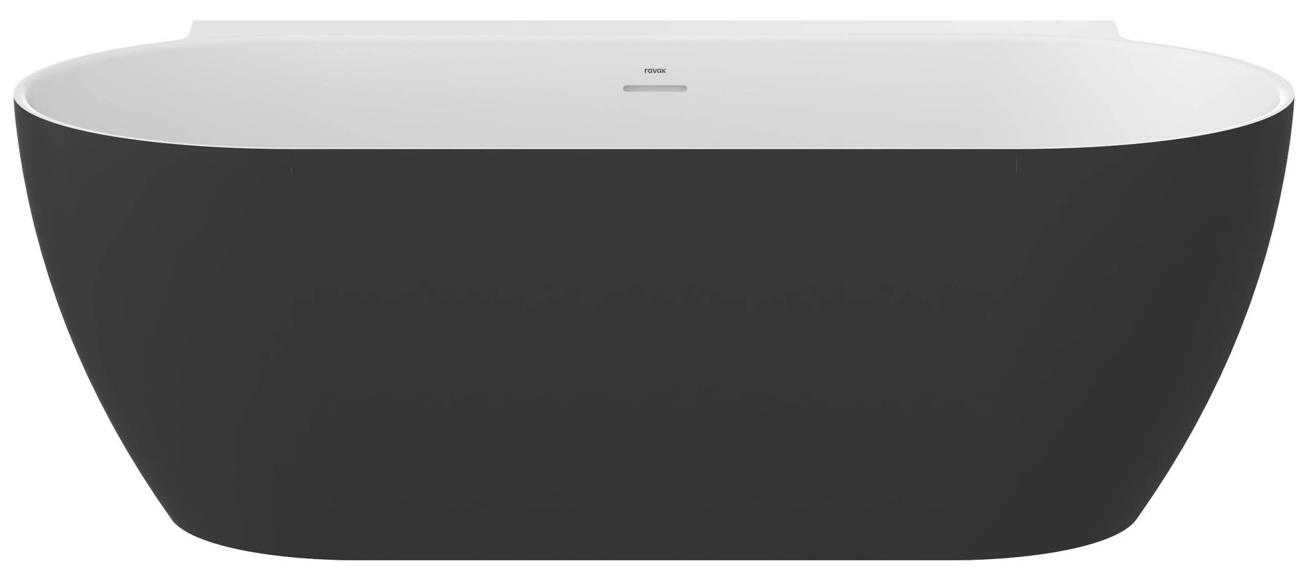 Ravak Freedom Wall II Tec 170x87, akrilkád, fekete/fehér, fekete/fehér/króm lefolyó – Szabadon álló kádak