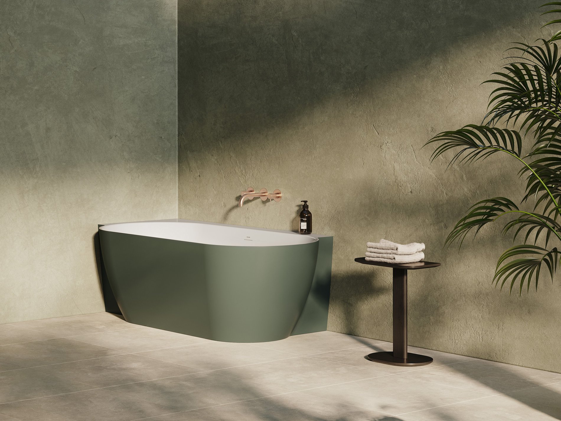 Ravak Freedom Corner II Tec 175x86 bal, akrilkád, Grey Green/fehér, fehér/fekete/króm lefolyó – Szabadon álló kádak
