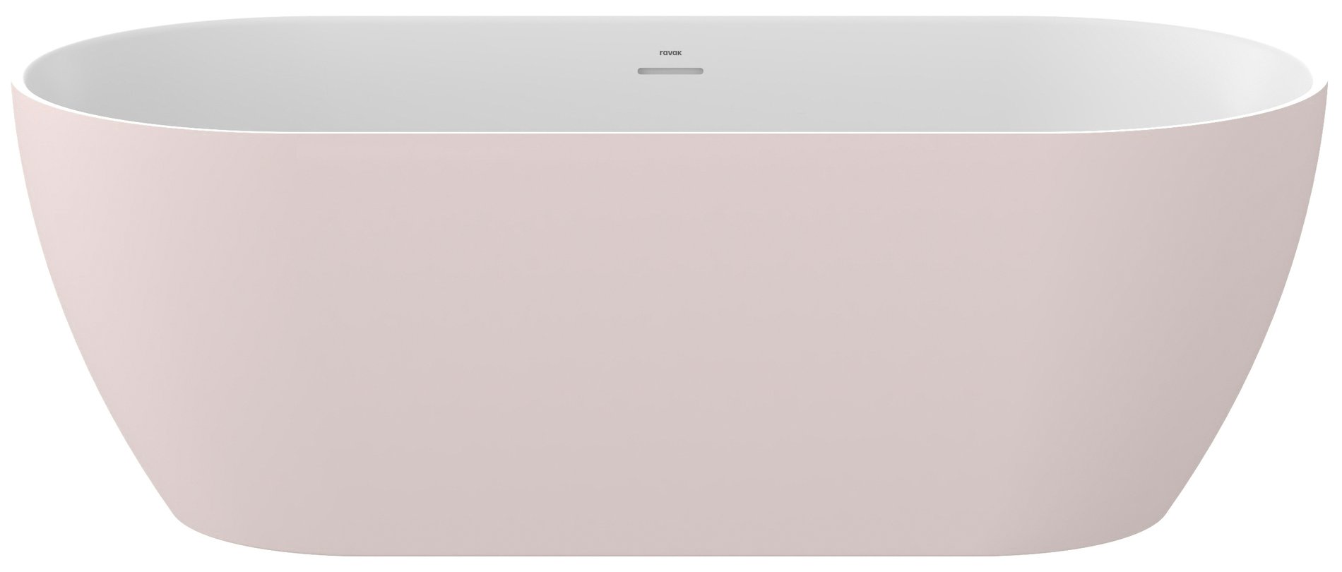 Ravak Freedom O Tec 170x77 akrilkád, Alabaster Pink/fehér szabadonálló, fehér/fekete/króm lefolyó