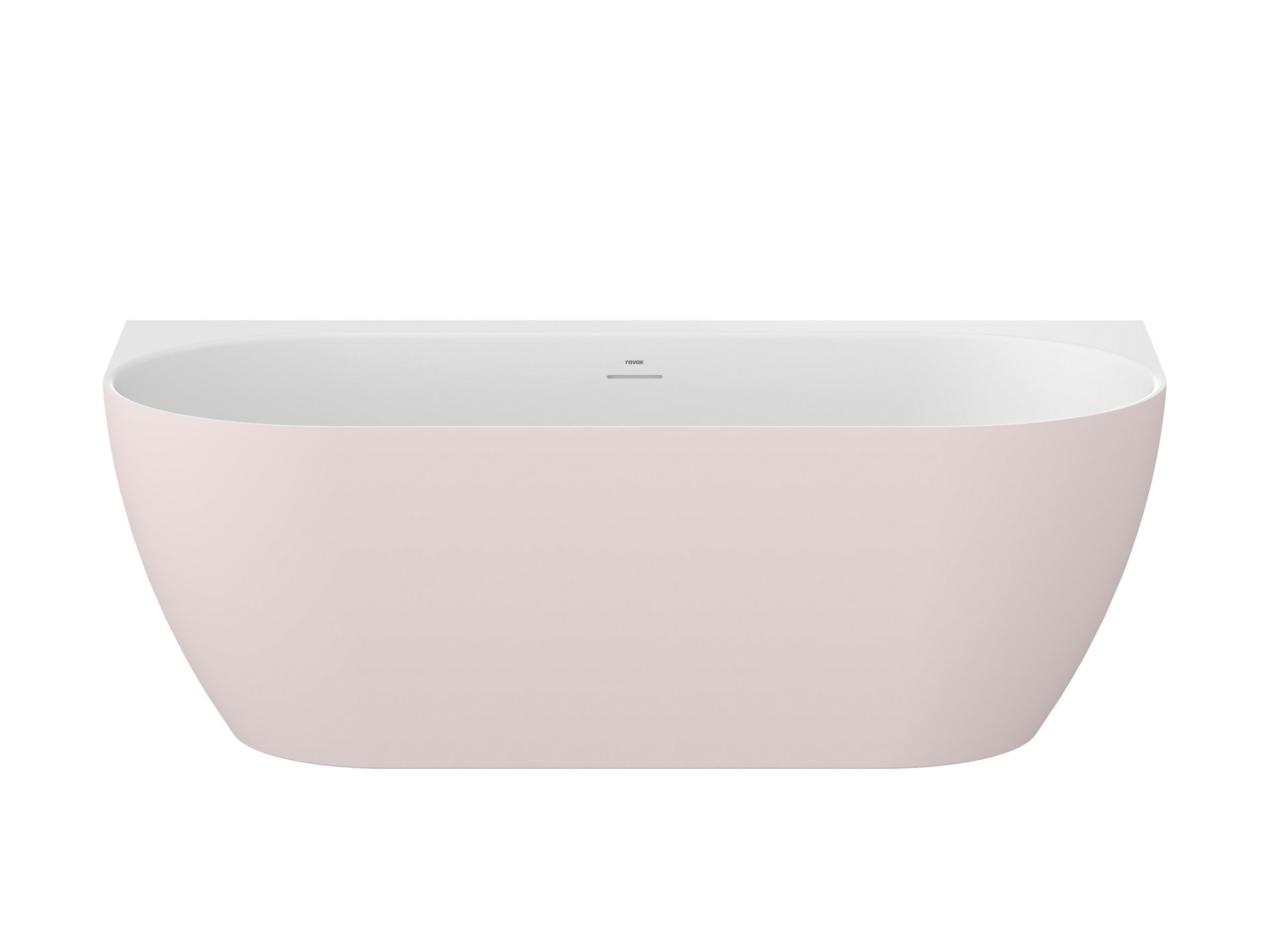Ravak Freedom Wall Tec 170x87, akrilkád, Alabaster Pink/fehér, fehér/fekete/króm lefolyó – Rózsaszín, Szabadon álló kádak