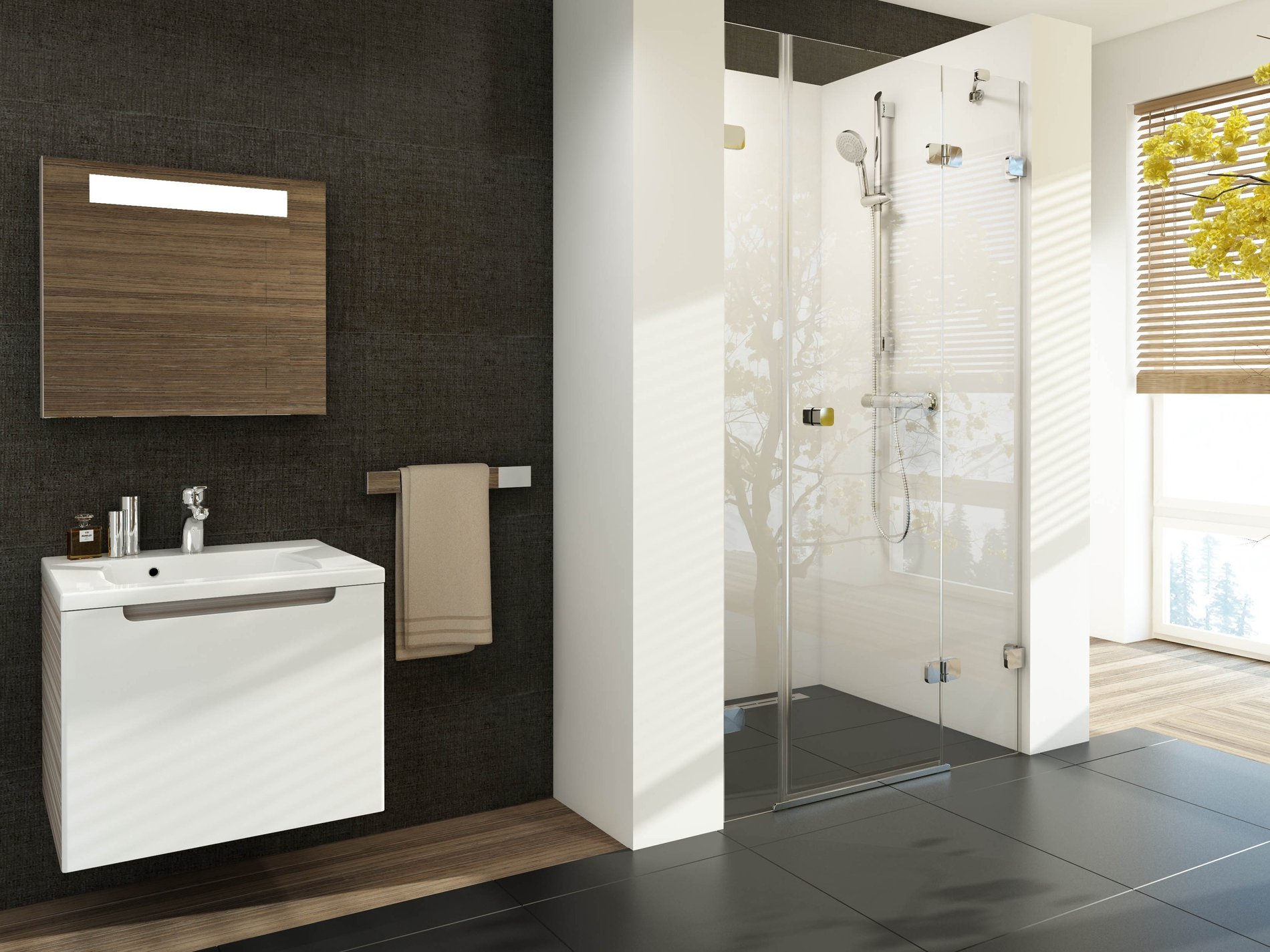 Ravak Brilliant BSD3 110 jobb zuhanyajtó króm transparent B SET – Zuhanyajtók