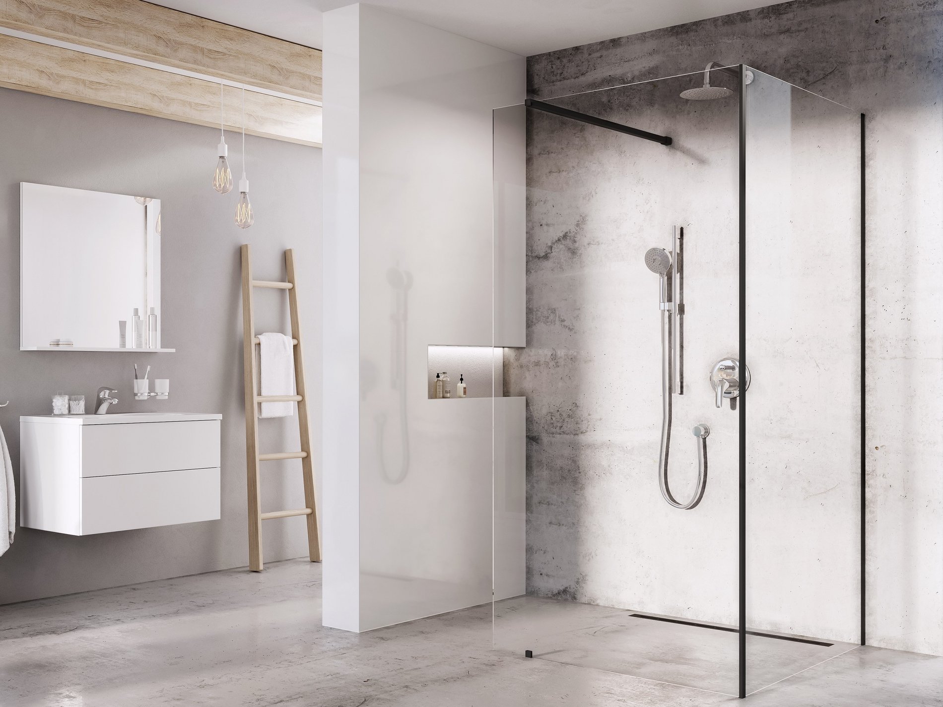 Ravak Walk-In Corner Szett 110x80, zuhanykabin fekete transparent – Walk-in zuhanykabinok