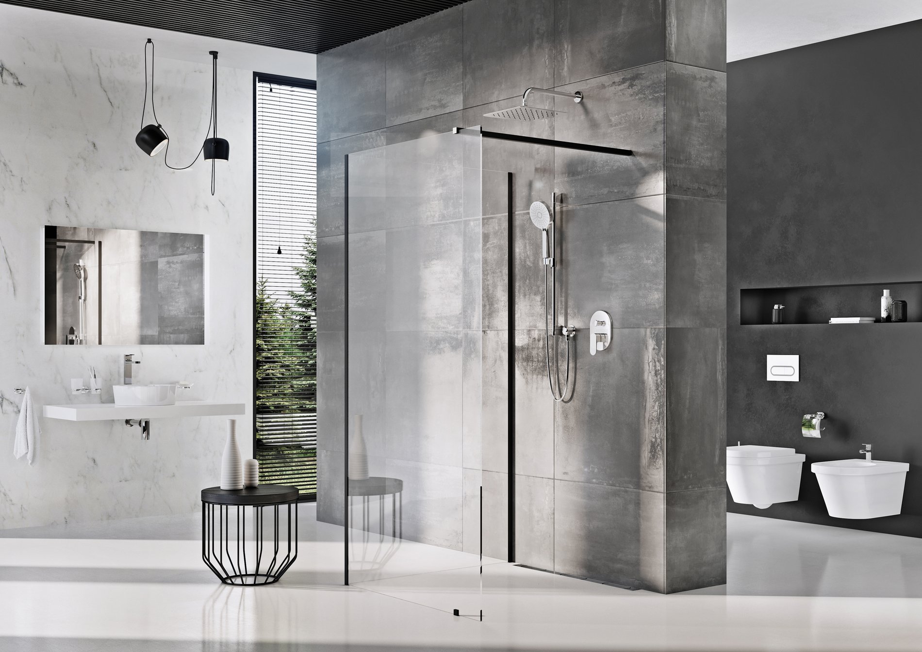 Ravak Walk-In Corner Szett 110x80, zuhanykabin fekete transparent – Walk-in zuhanykabinok