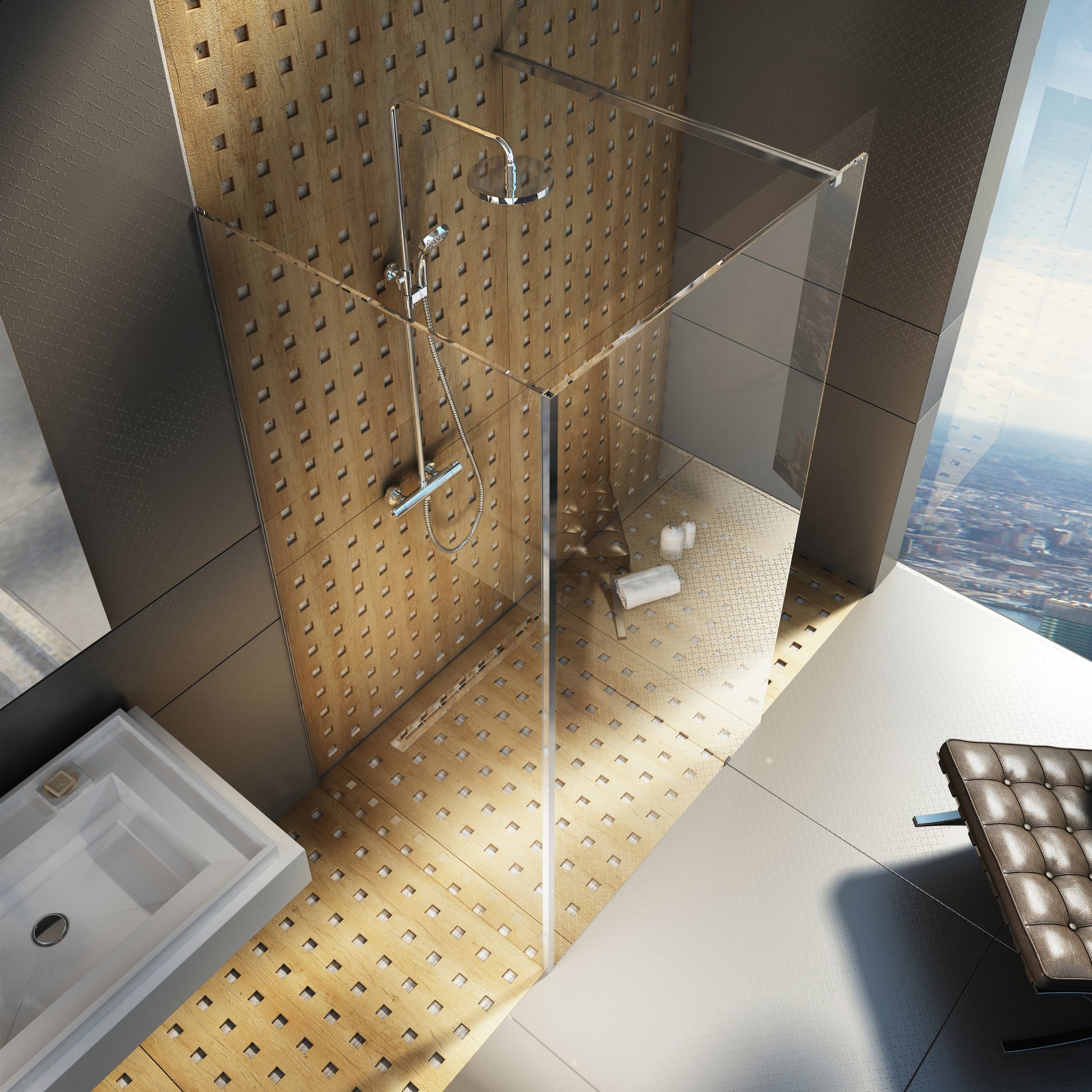 Ravak Walk-In Corner Szett 110x80, zuhanykabin krómhatású transparent – Walk-in zuhanykabinok