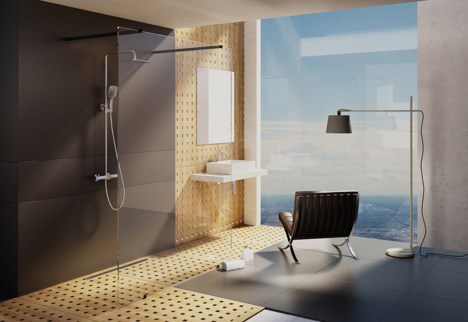 Ravak Walk-In Free Szett 120, zuhanykabin fekete transparent – Walk-in zuhanykabinok