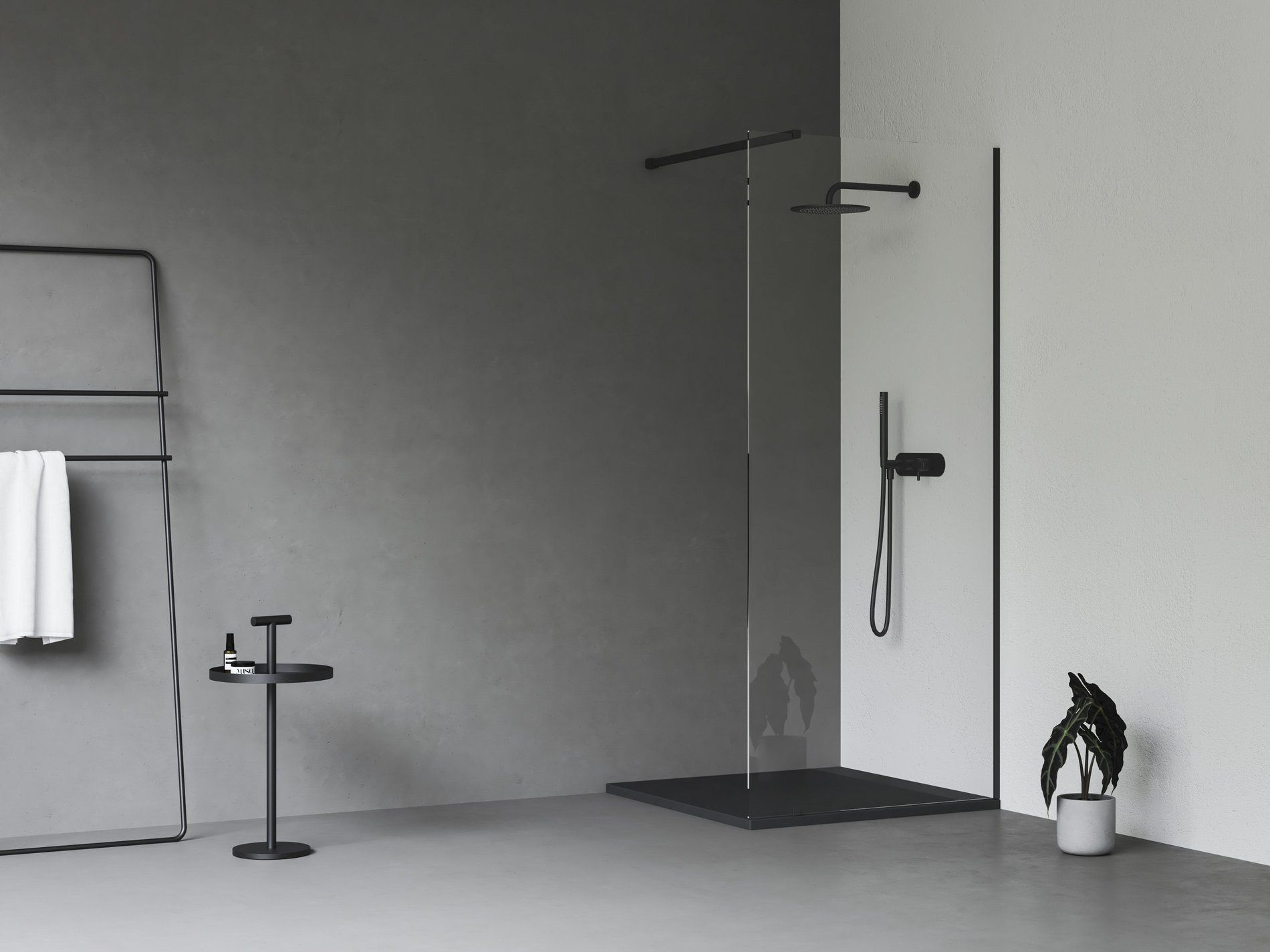 Ravak Walk-In Wall Szett 80, zuhanykabin fekete transparent – Walk-in zuhanykabinok