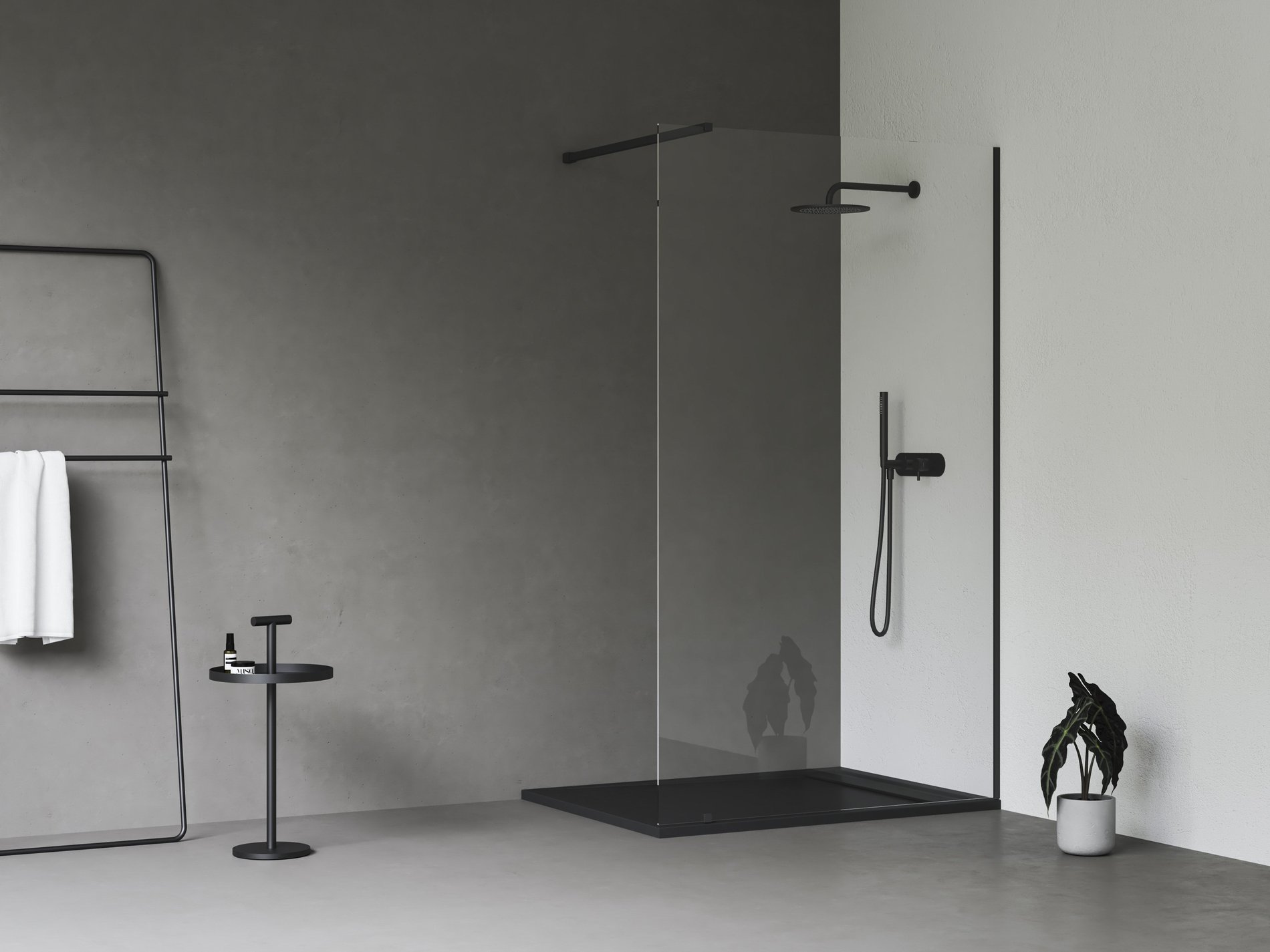 Ravak Walk-In Wall Szett 100, zuhanykabin fekete transparent – Walk-in zuhanykabinok